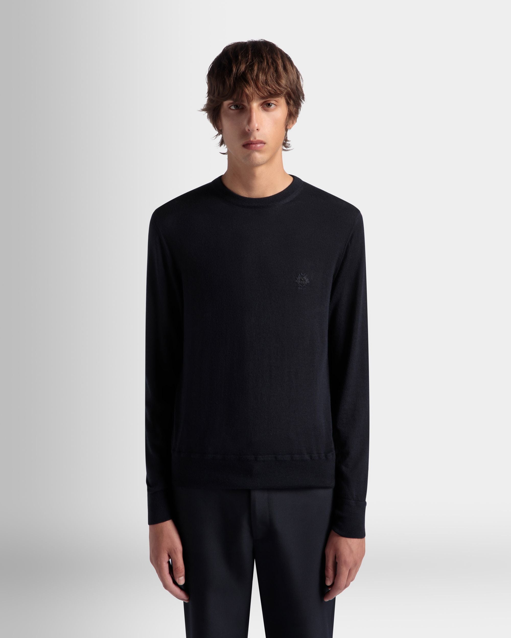 Adrien Brody Travel Collection Crewneck Sweater In Navy Blue Cashmere - Men's - Bally - 03