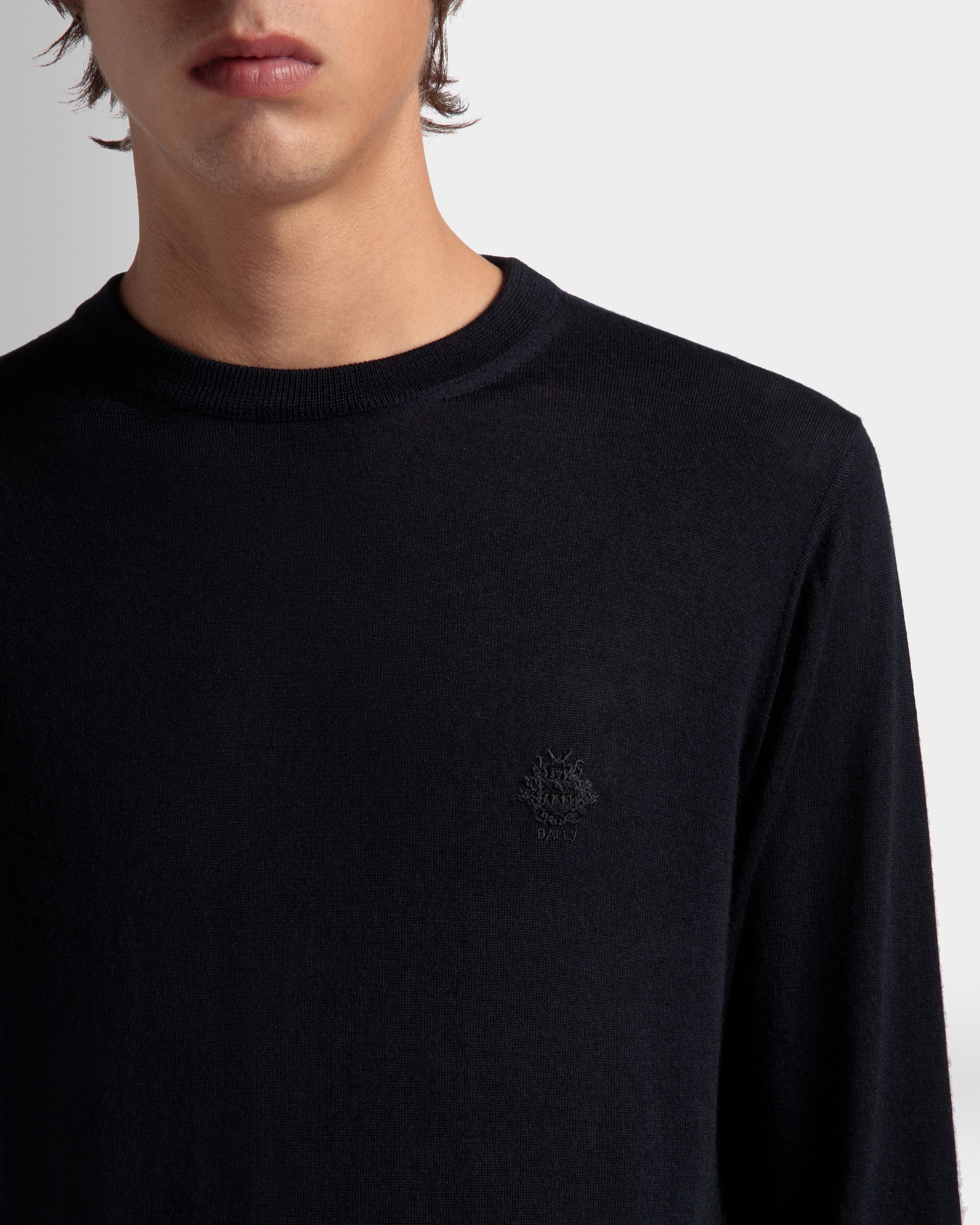 Adrien Brody Travel Collection Crewneck Sweater In Navy Blue Cashmere - Men's - Bally - 04