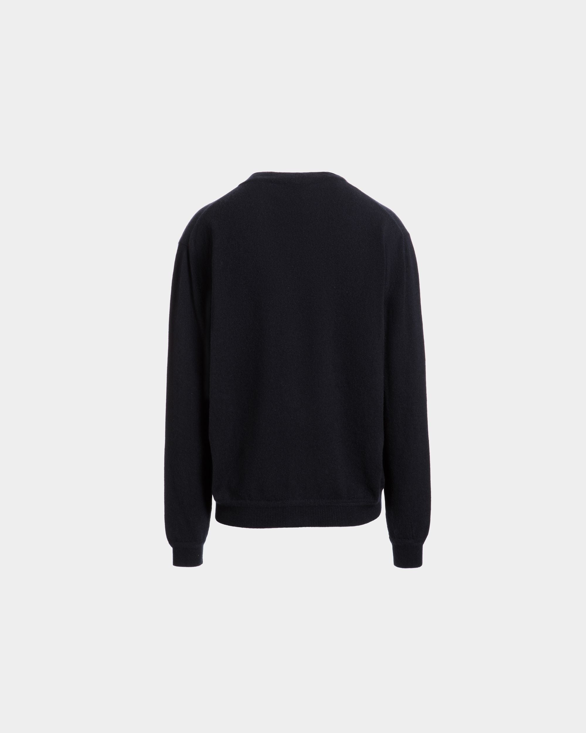 Cardigan With a Bally Crest in Navy Blue Cashmere - Hombre - Bally - 03