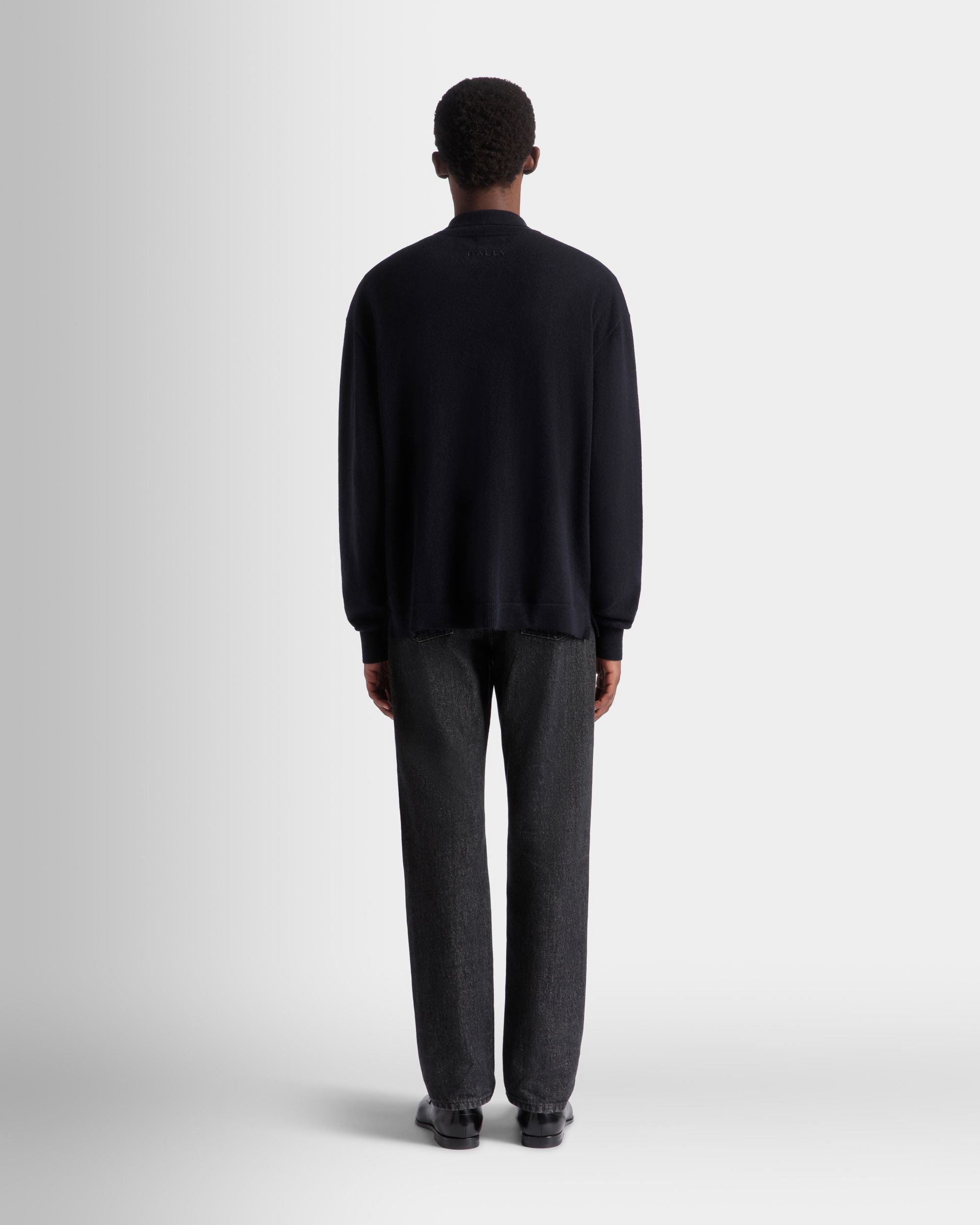 Long Sleeve Shirt With Logo In Navy Blue Cashmere - Men's - Bally - 07
