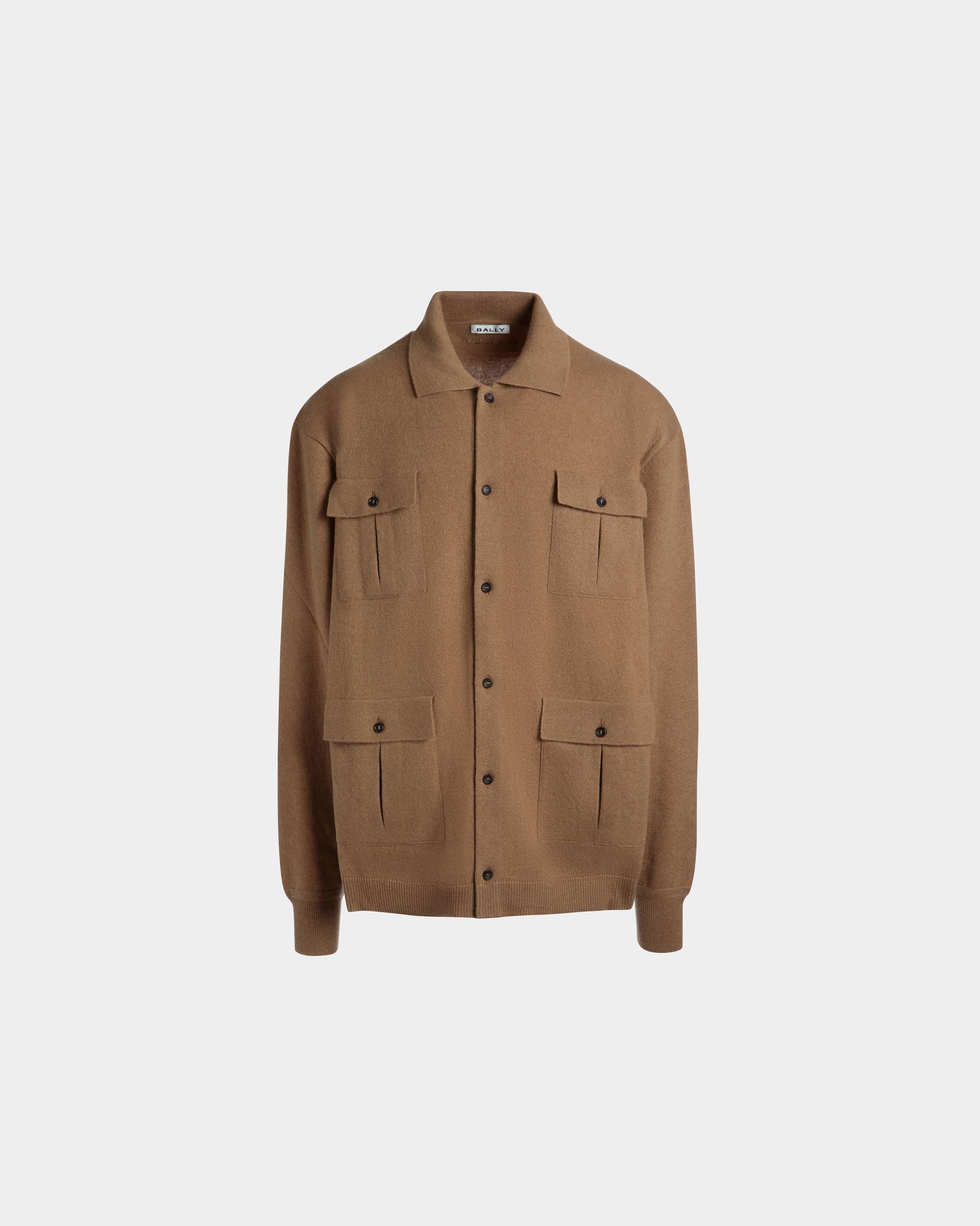 Camisa De Manga Larga De Cachemira Marrón Con Logo - Hombre - Bally - 01