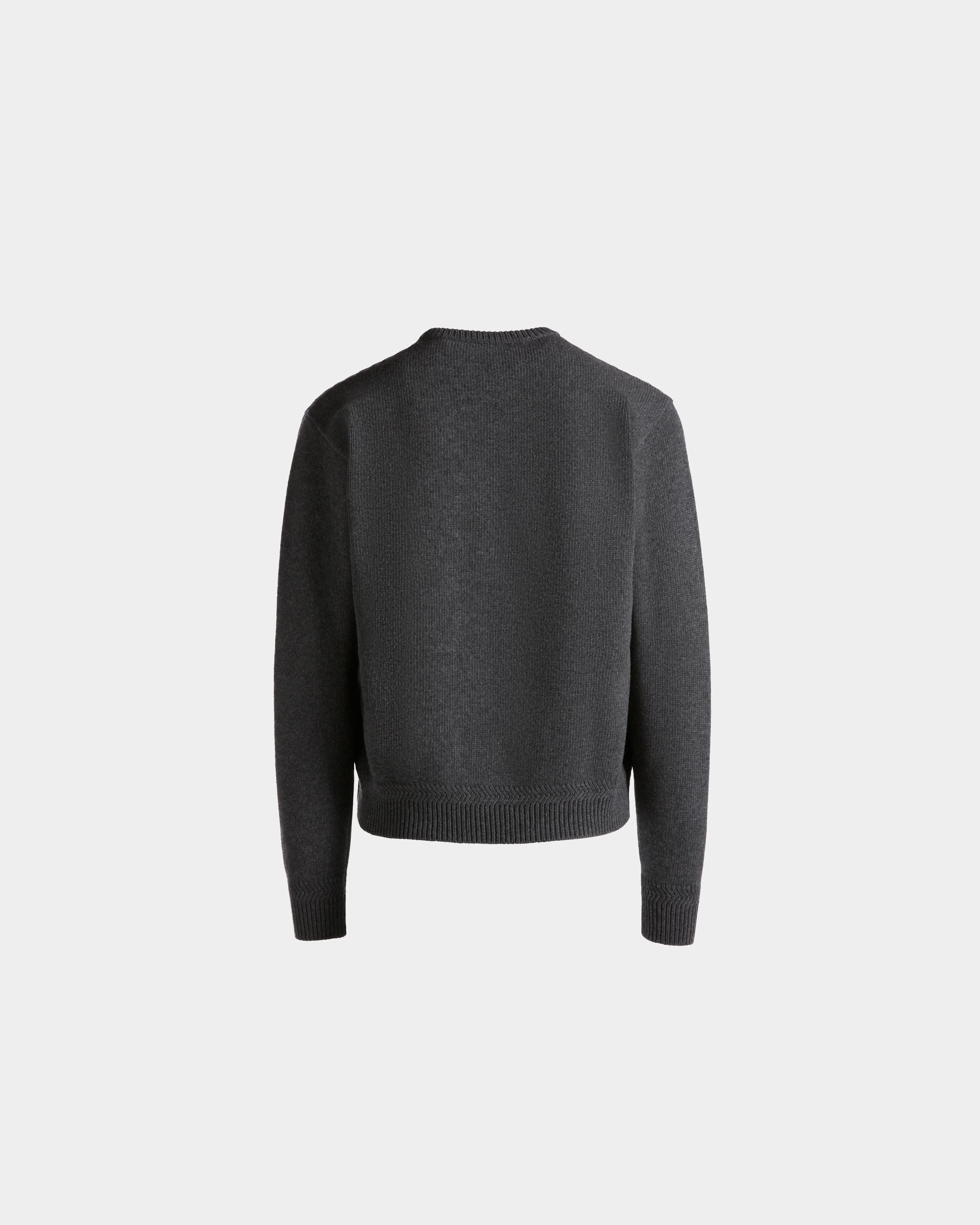 Jersey De Cuello Redondo Con Logotipo De Lana Gris Oscuro - Hombre - Bally - 08