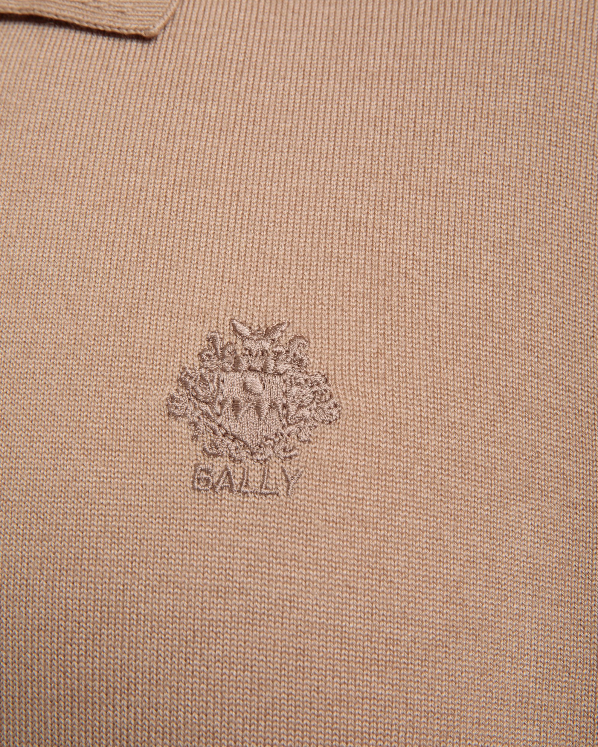 Long Sleeve Polo Shirt With a Bally Crest in Camel Wool-Cashmere - Hombre - Bally - 02