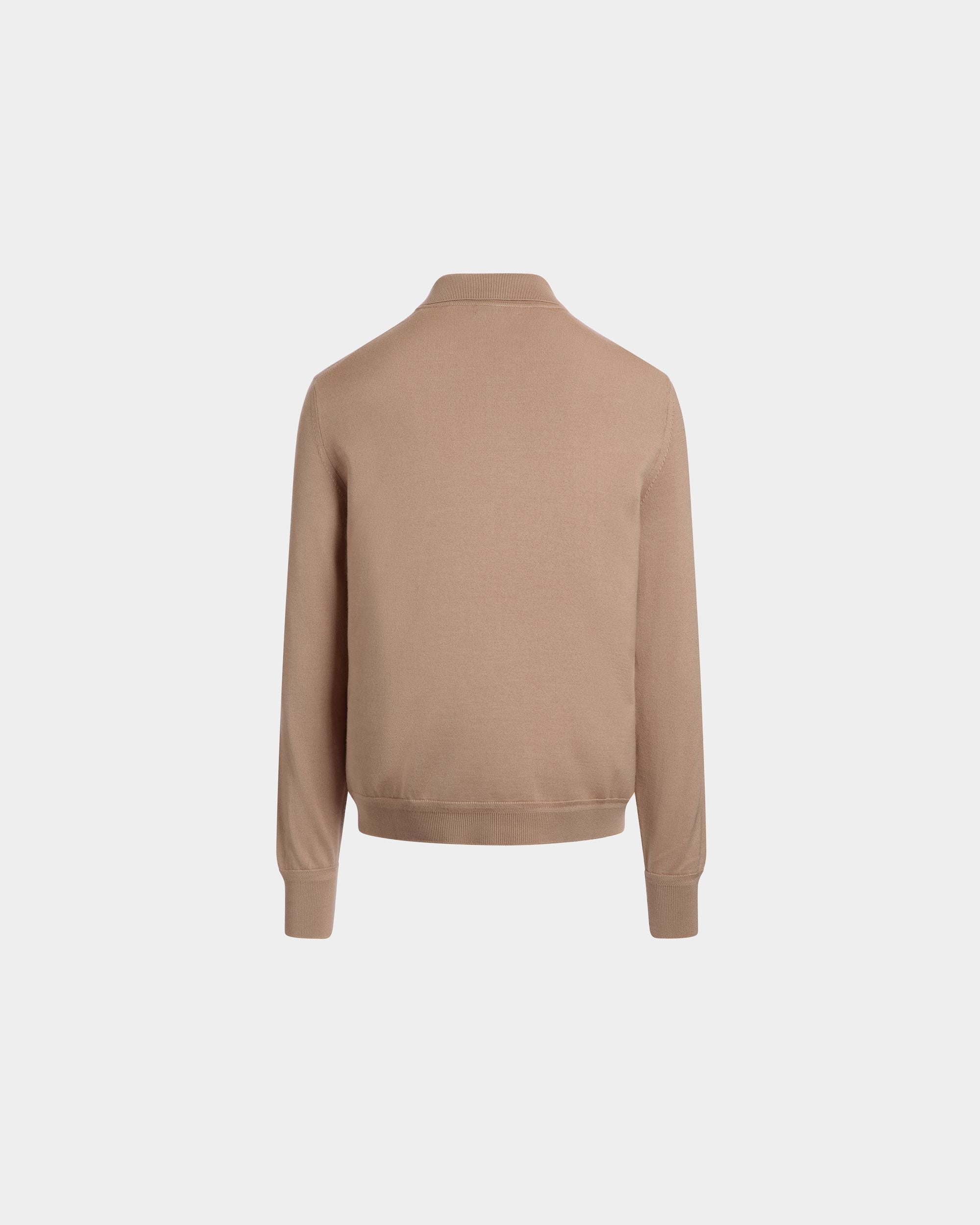 Long Sleeve Polo Shirt With a Bally Crest in Camel Wool-Cashmere - Hombre - Bally - 03