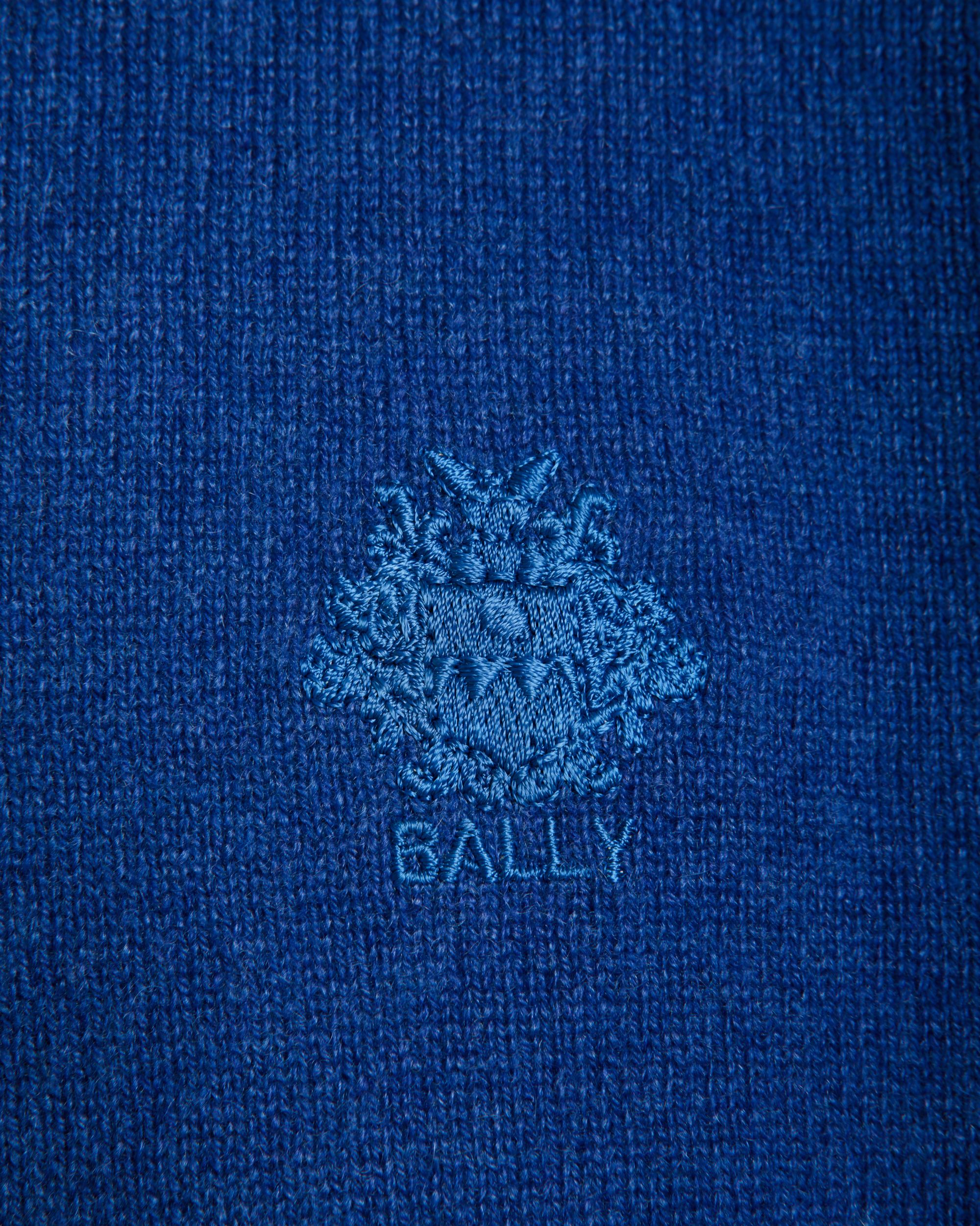 Long Sleeve Polo Shirt With a Bally Crest in Blue Cashmere Blend - Hombre - Bally - 02