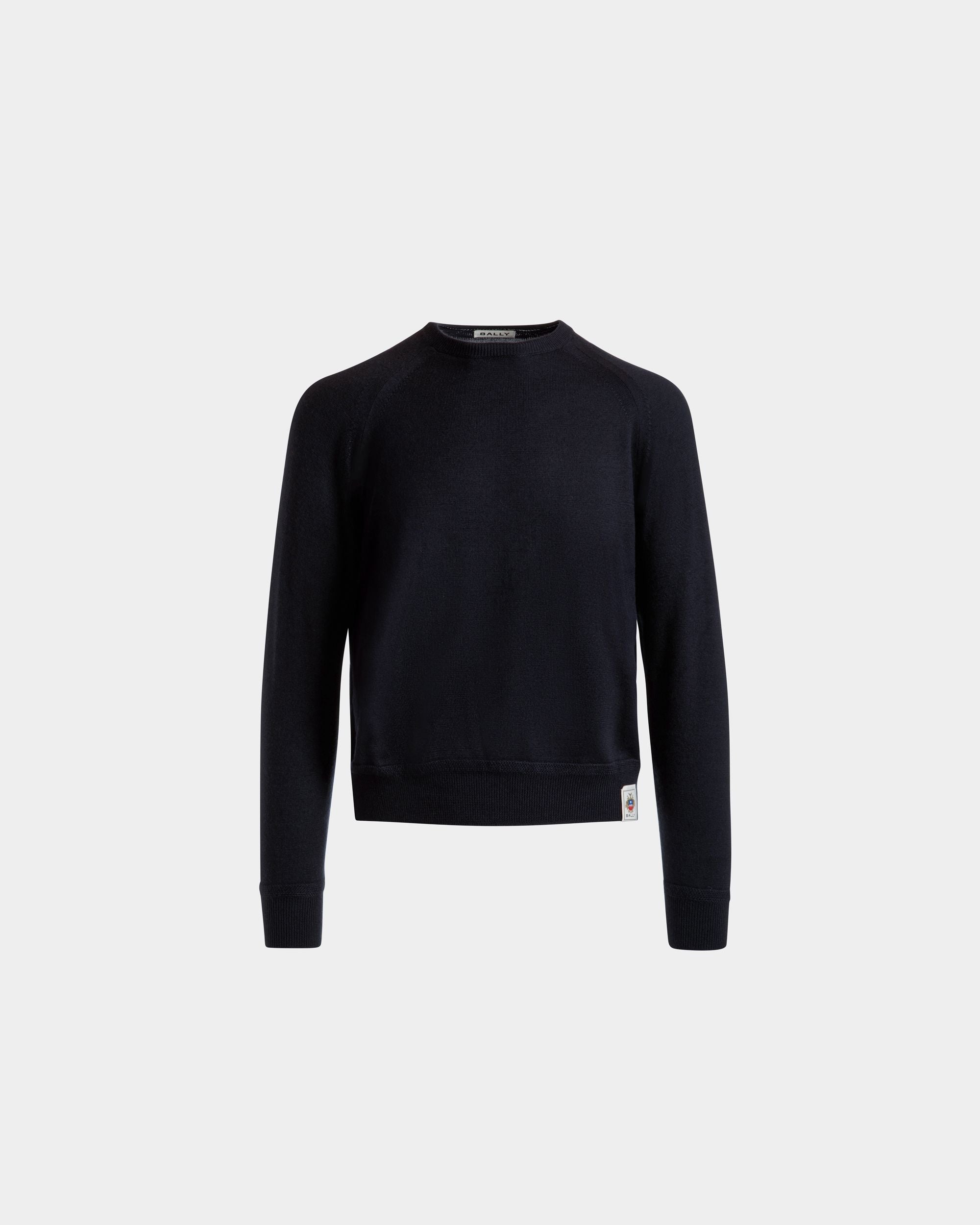 Crewneck in Navy Blue Cashmere Silk - Men's - Bally - 01