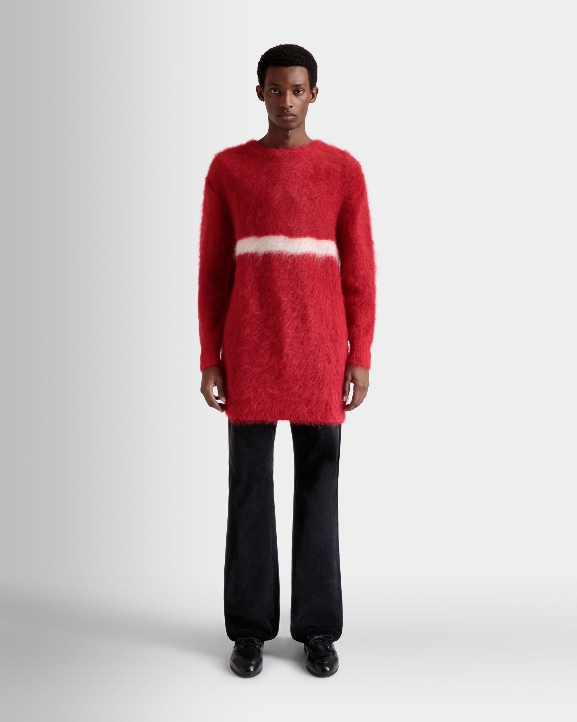 Jersey De Cuello Redondo De Mohair Y Seda Roja - Hombre - Bally - 02