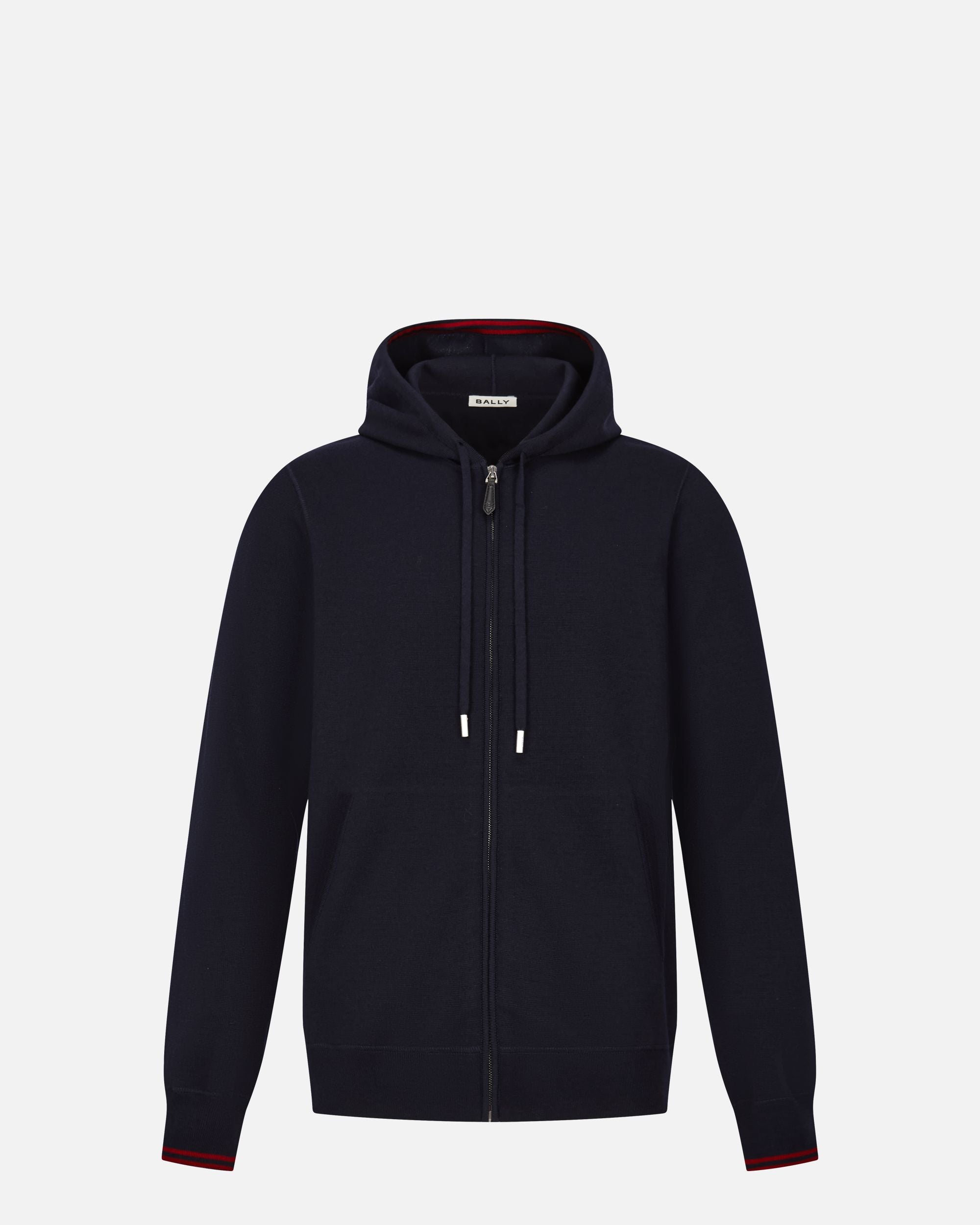Hoodie In Navy Blue Wool - Men's - Bally - 01