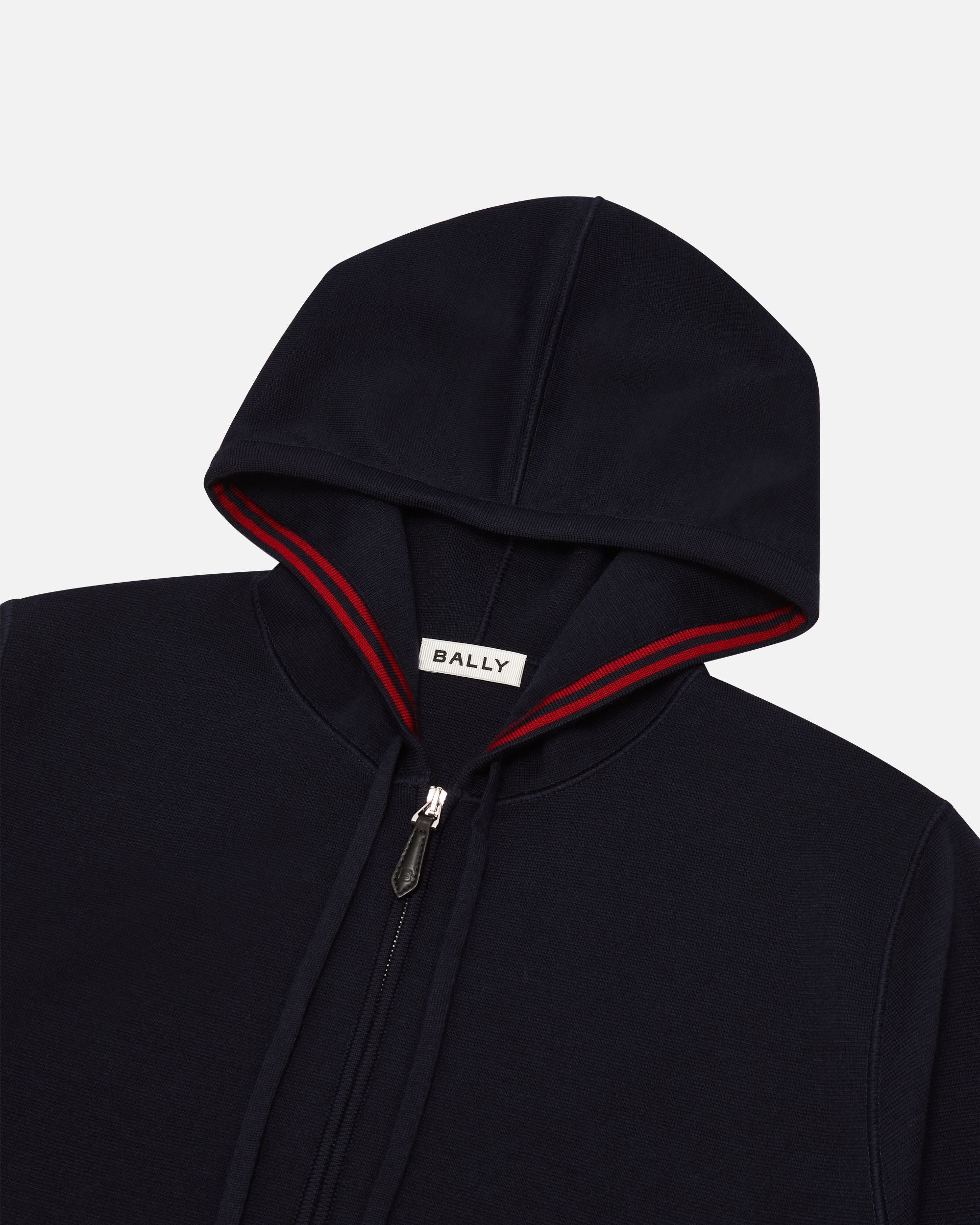Hoodie In Navy Blue Wool - Men's - Bally - 03