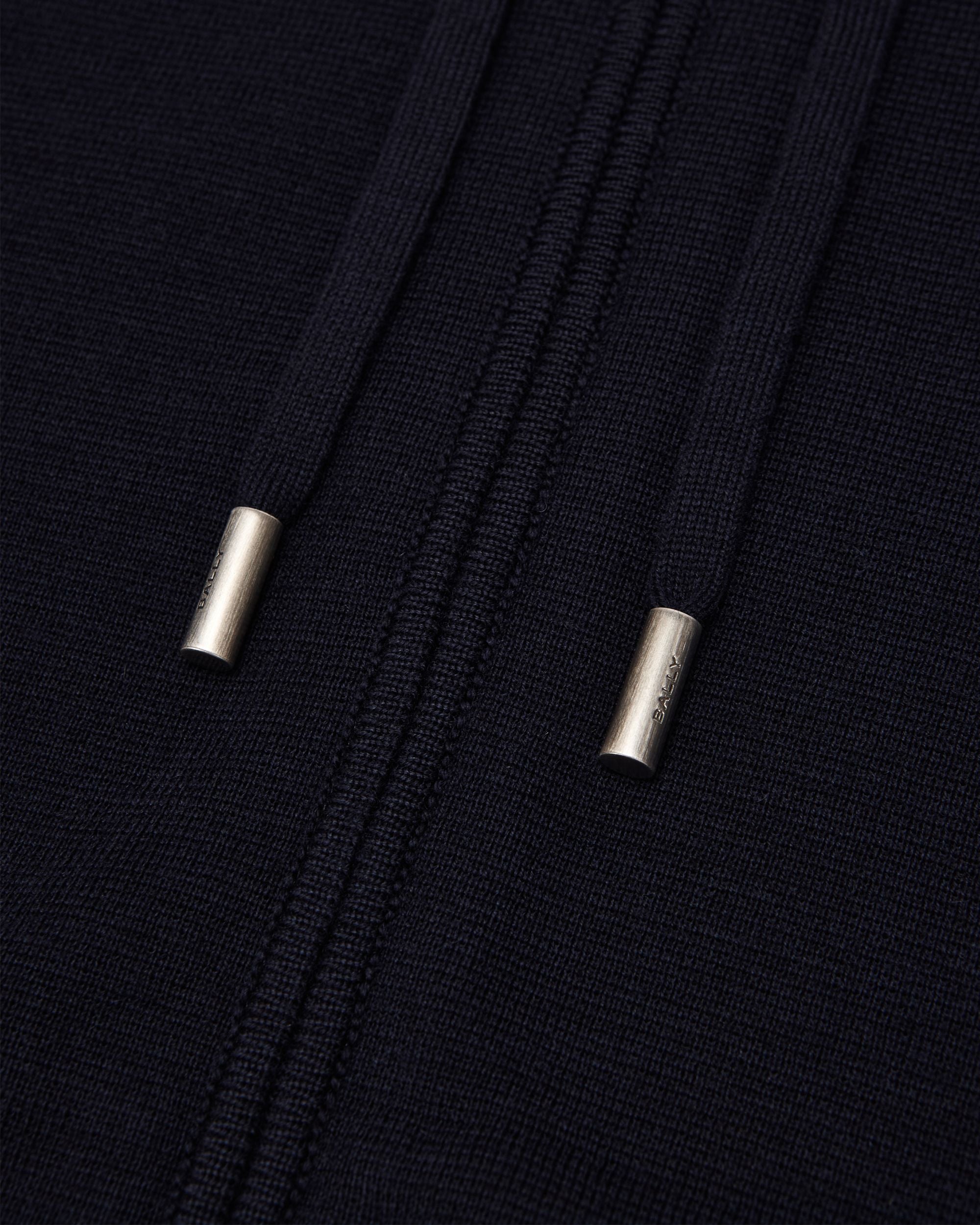 Hoodie In Navy Blue Wool - Men's - Bally - 04