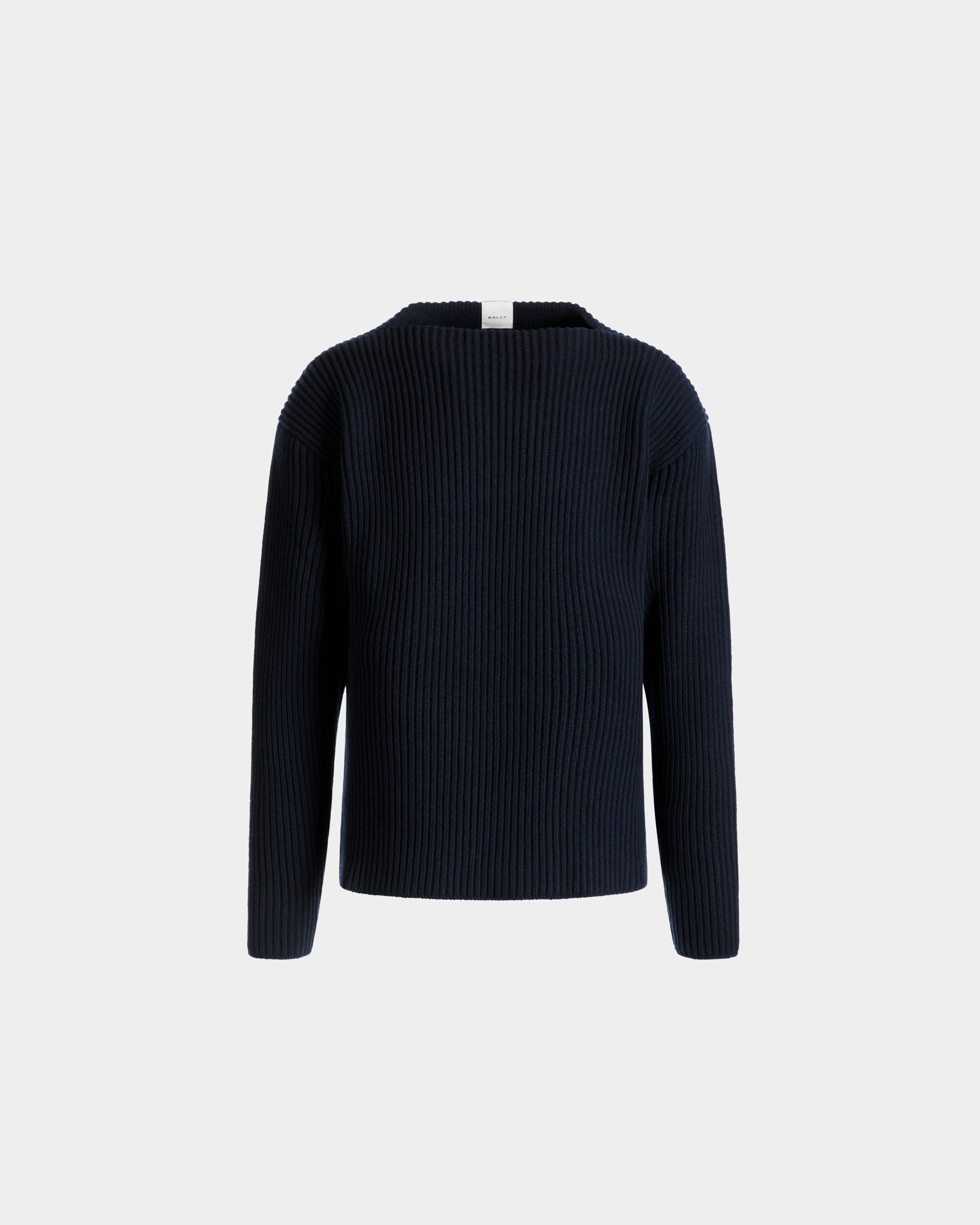 Jersey De Cuello Redondo De Lana Navy Blue - Hombre - Bally - 01