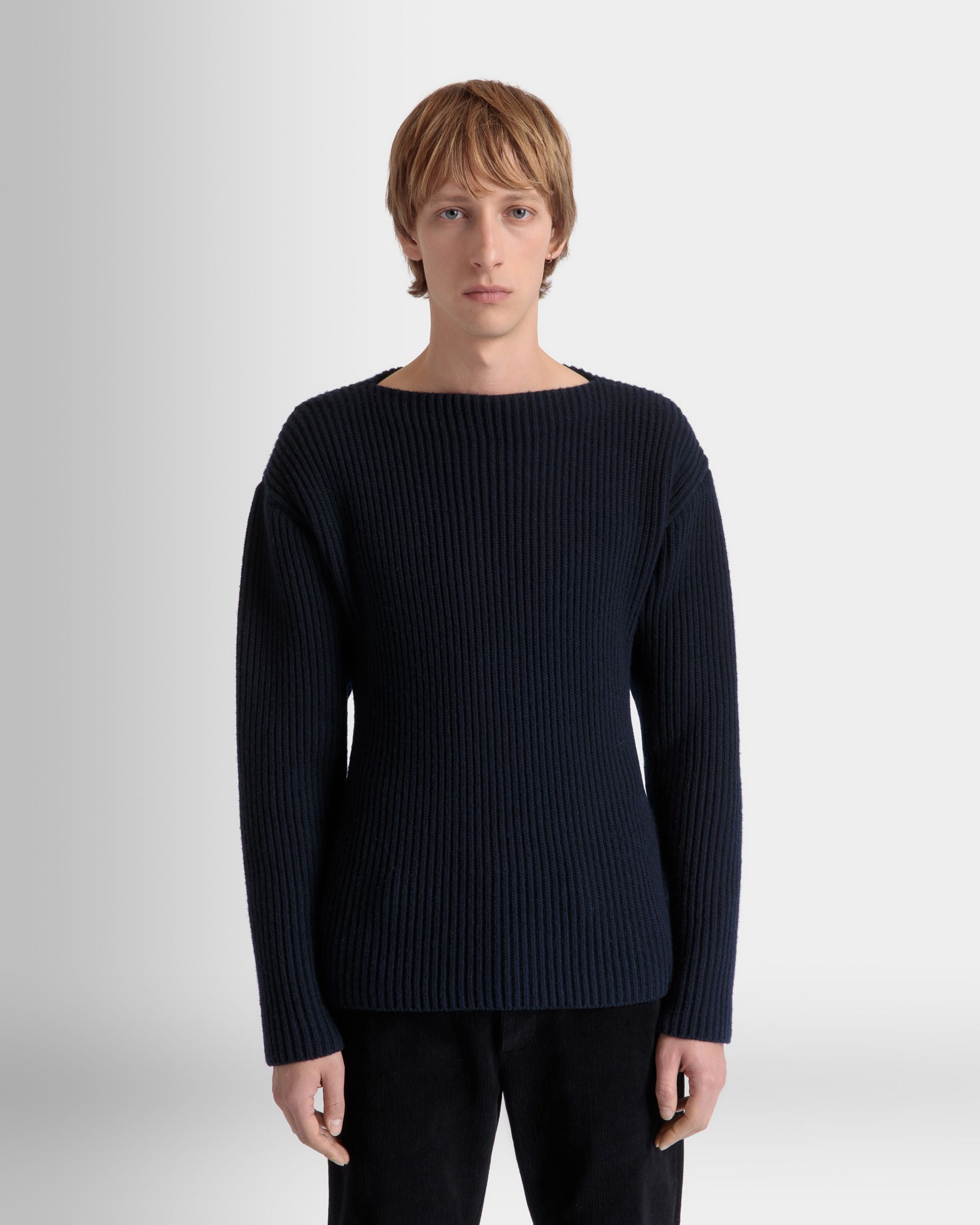 Jersey De Cuello Redondo De Lana Navy Blue - Hombre - Bally - 03