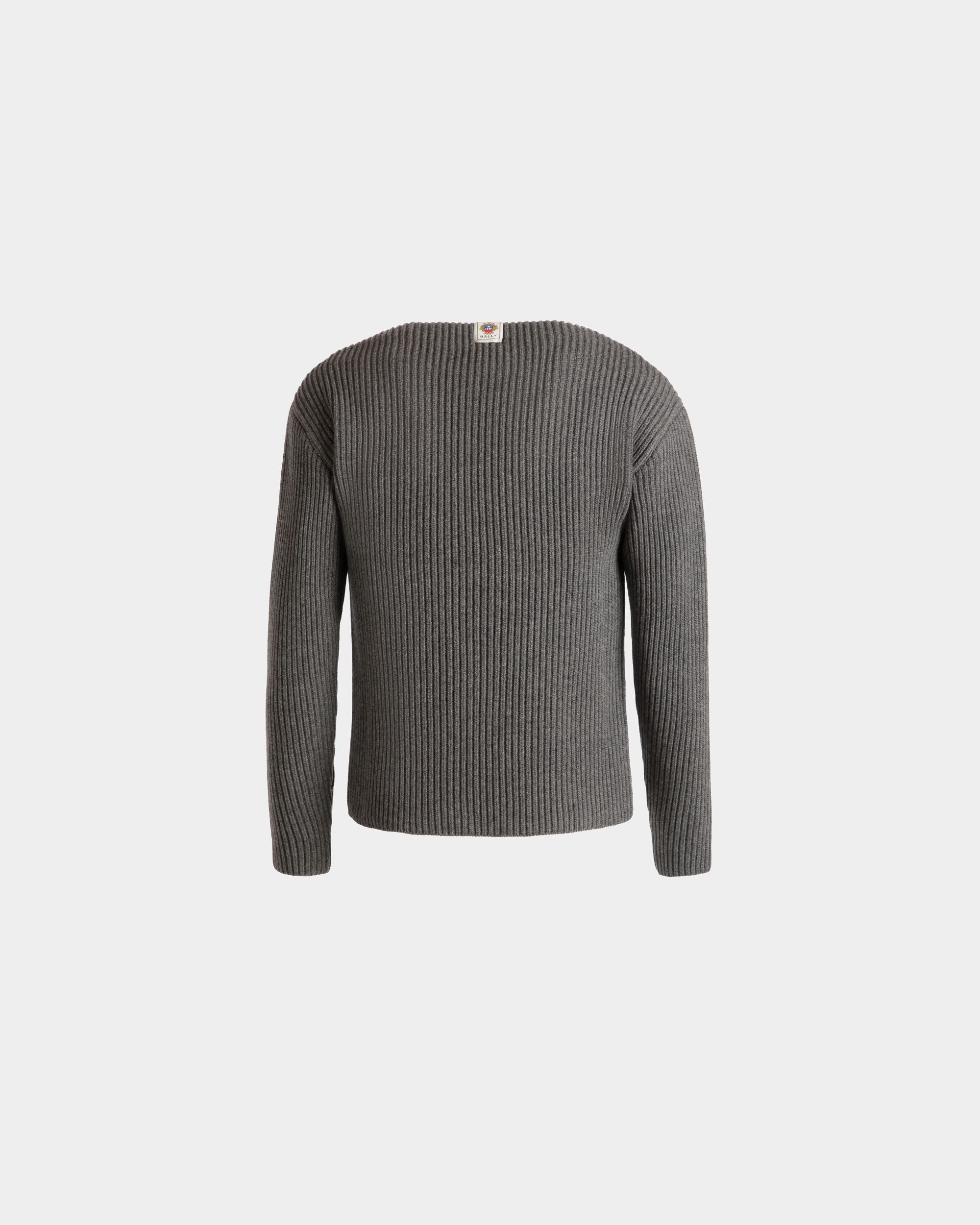 Jersey De Cuello Redondo Con Escudo Bally Crest De Lana Gris Oscuro - Hombre - Bally - 04