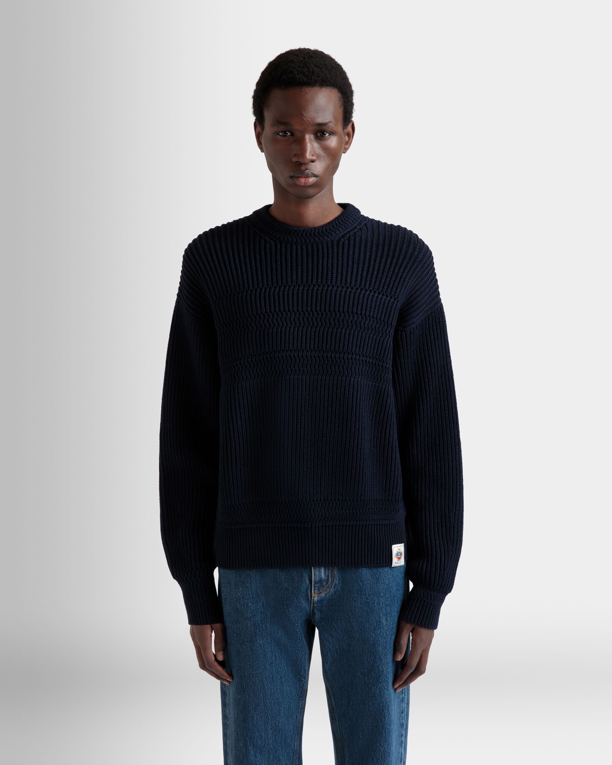 Jersey De Cuello Redondo De Algodón Navy Blue - Hombre - Bally - 08