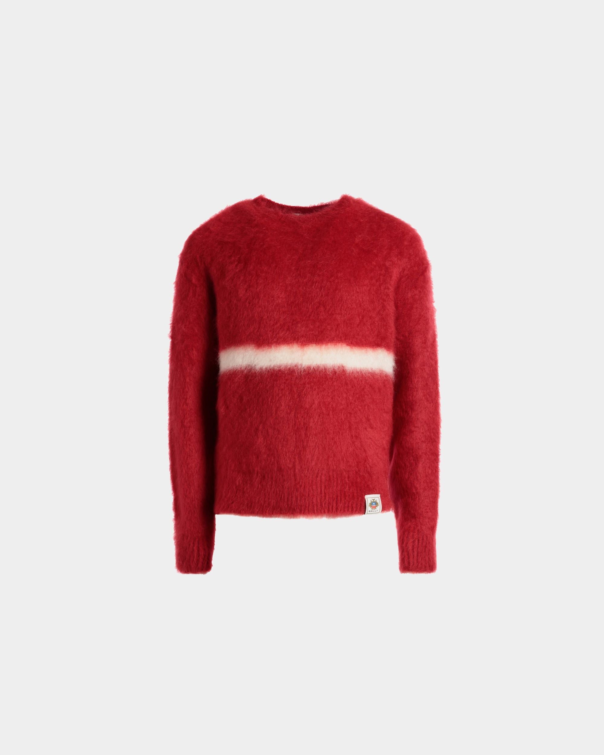 Jersey De Cuello Redondo De Mohair Y Seda Color Rojo - Hombre - Bally - 01