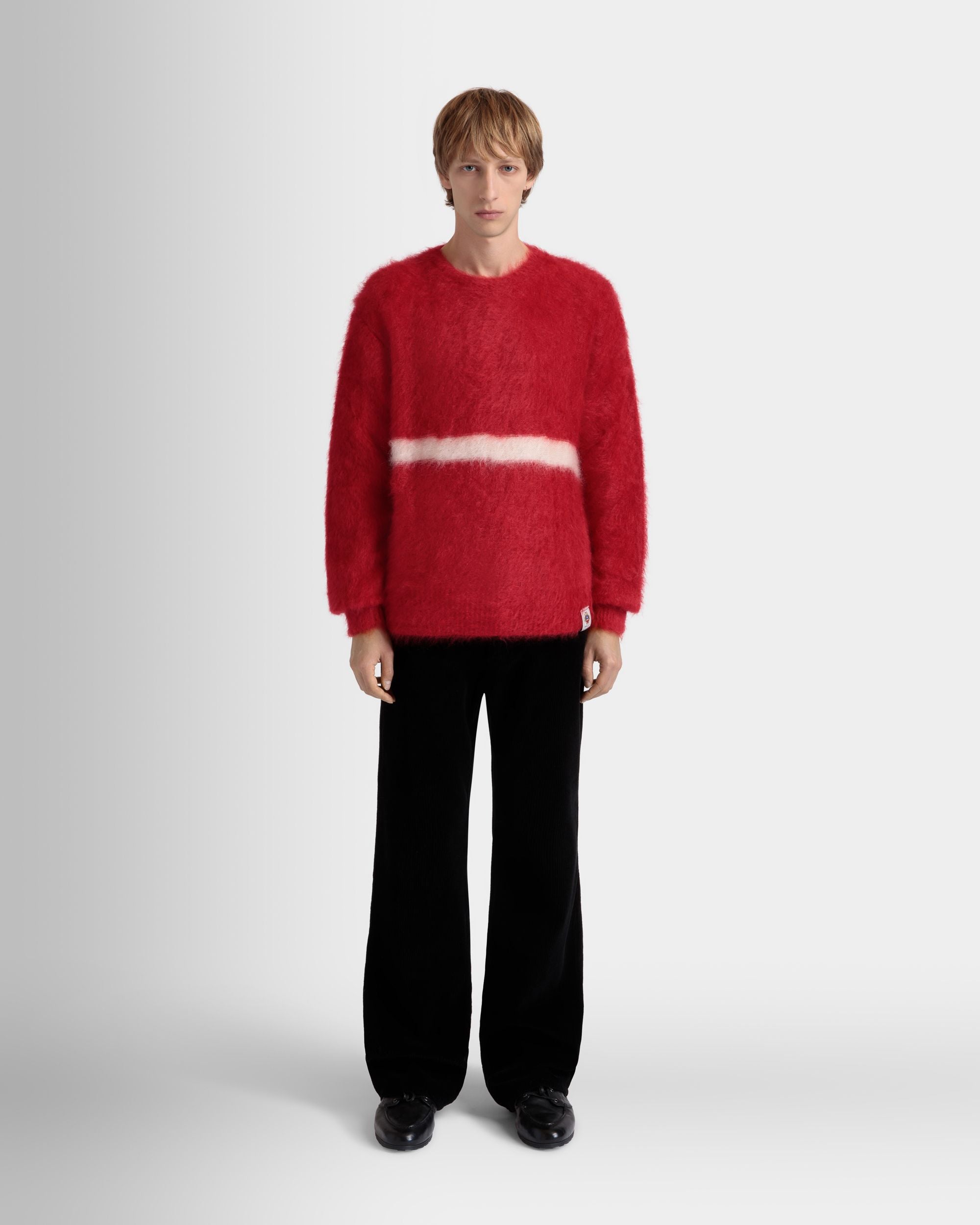 Jersey De Cuello Redondo De Mohair Y Seda Color Rojo - Hombre - Bally - 02