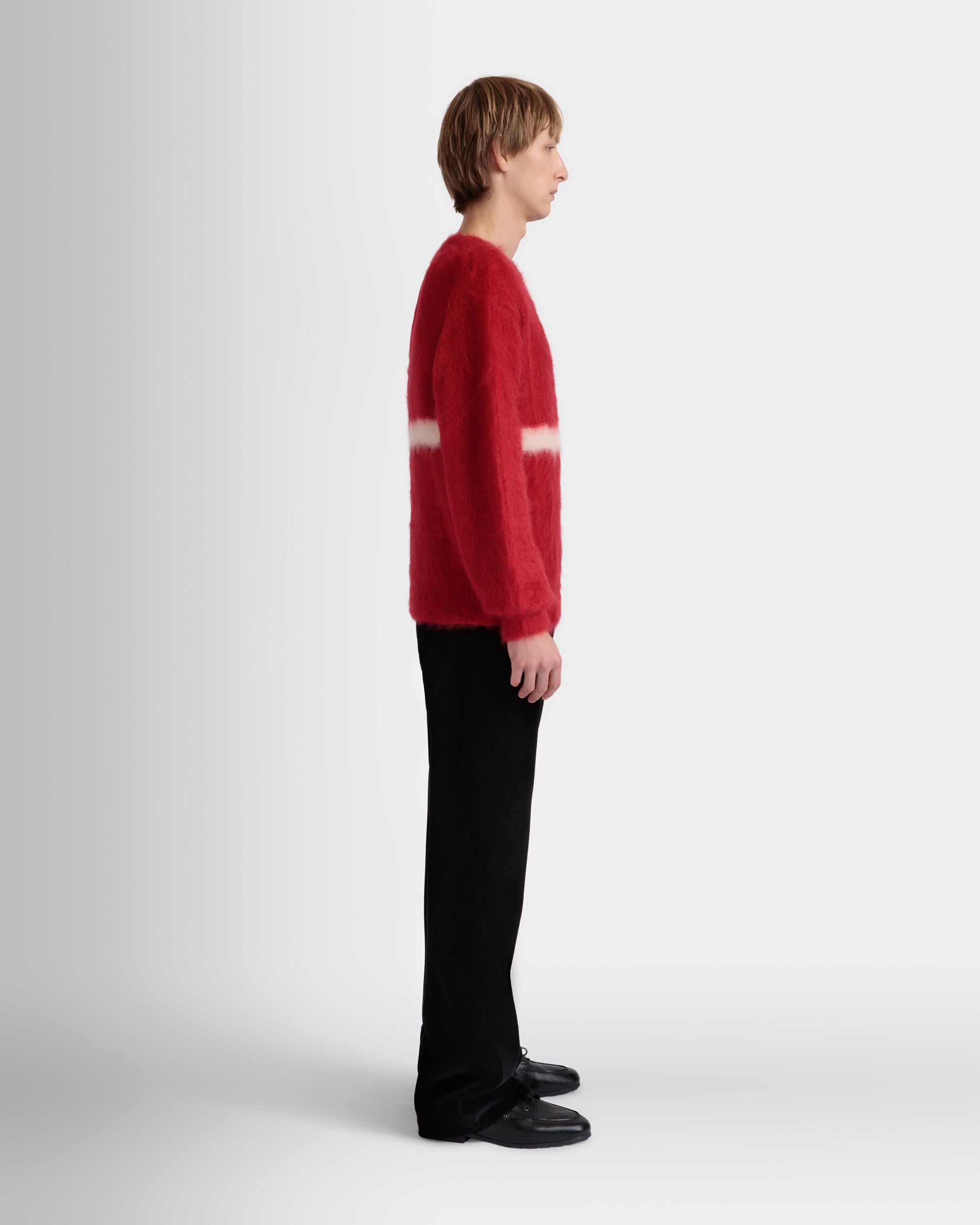 Jersey De Cuello Redondo De Mohair Y Seda Color Rojo - Hombre - Bally - 05