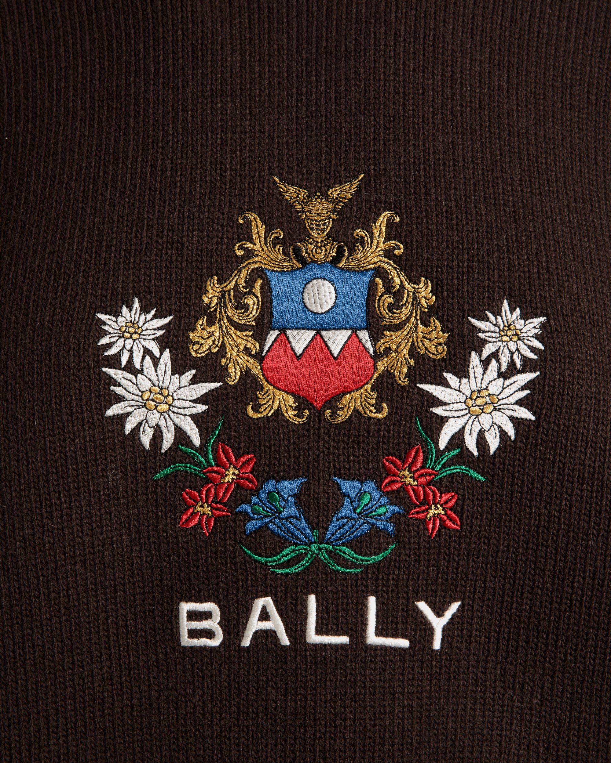 Jersey De Cuello Redondo De La Cápsula Winter De Lana Ébano Con Alpine Flowers - Hombre - Bally - 04