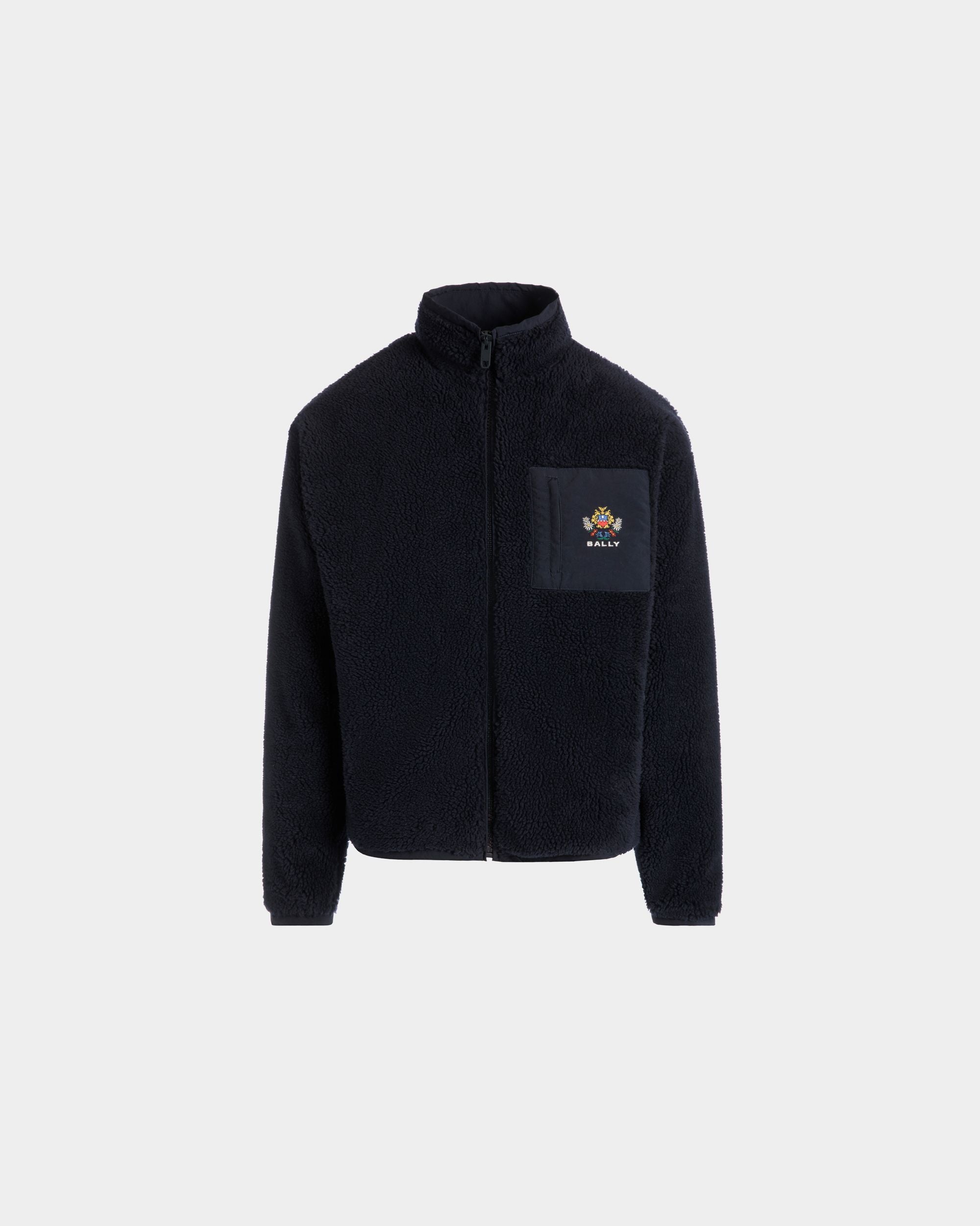 Sudadera De La Cápsula Winter De Felpa Navy Blue Con Cremallera Larga Y Con Flores - Hombre - Bally - 01