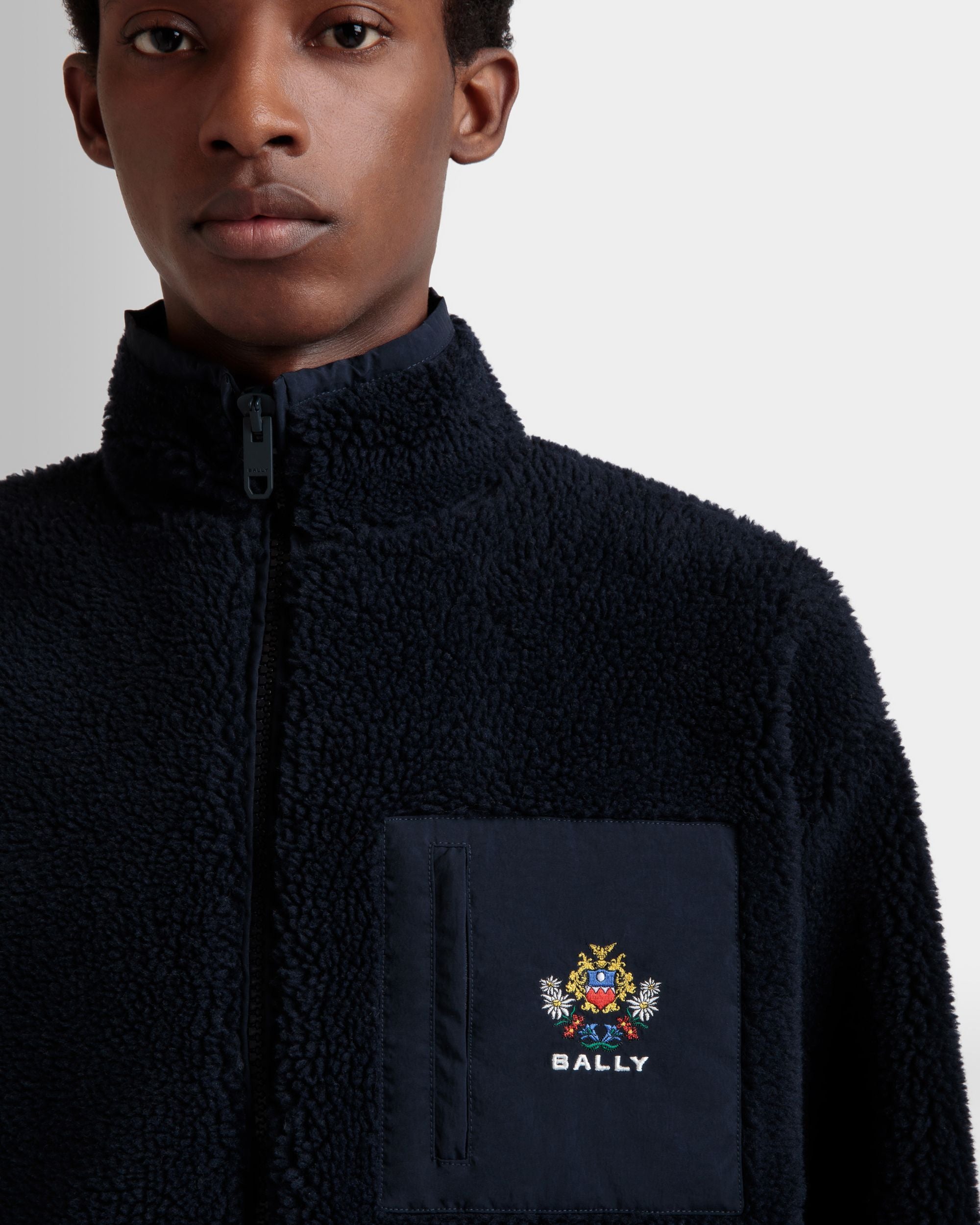 Sudadera De La Cápsula Winter De Felpa Navy Blue Con Cremallera Larga Y Con Flores - Hombre - Bally - 03