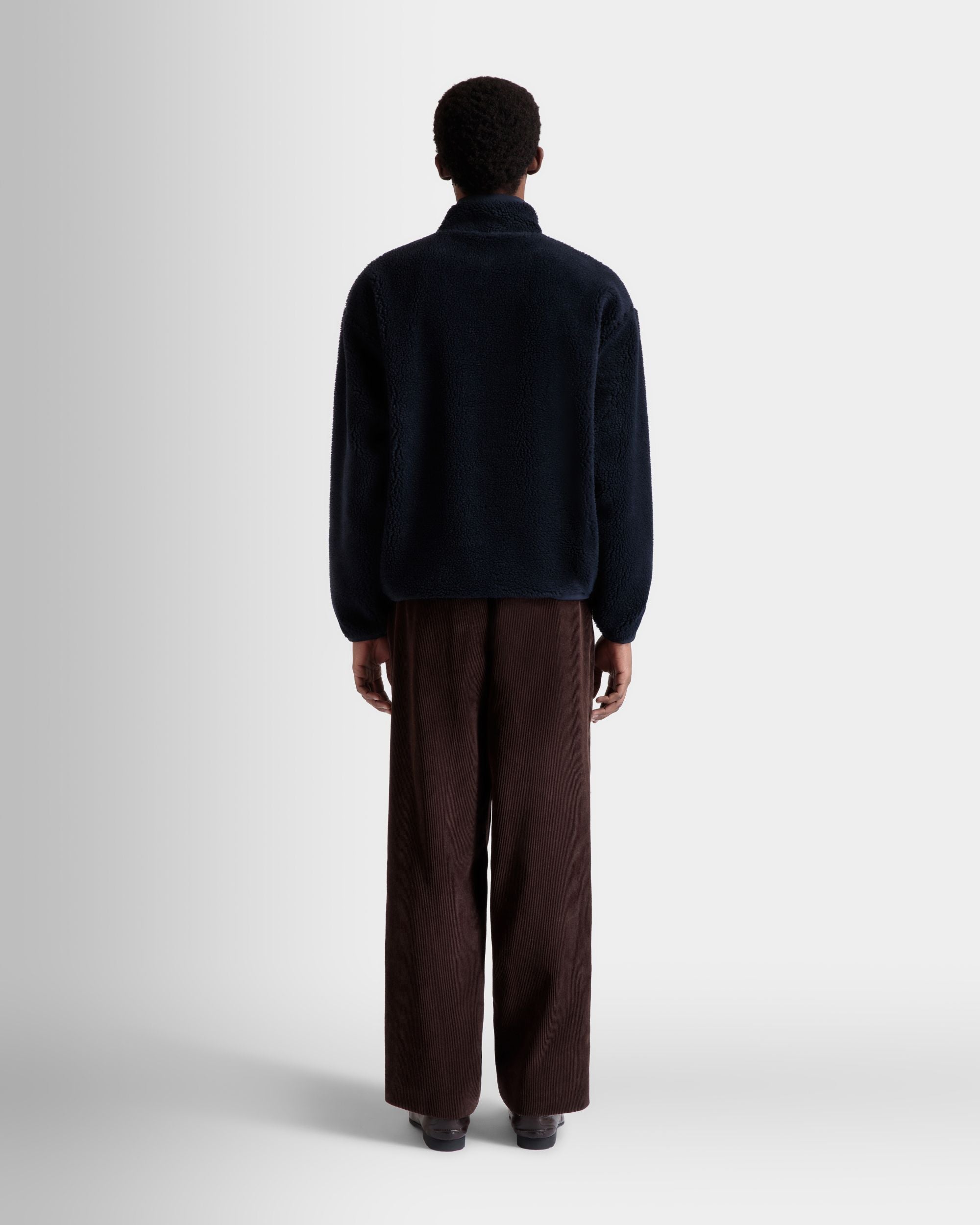 Sudadera De La Cápsula Winter De Felpa Navy Blue Con Cremallera Larga Y Con Flores - Hombre - Bally - 06