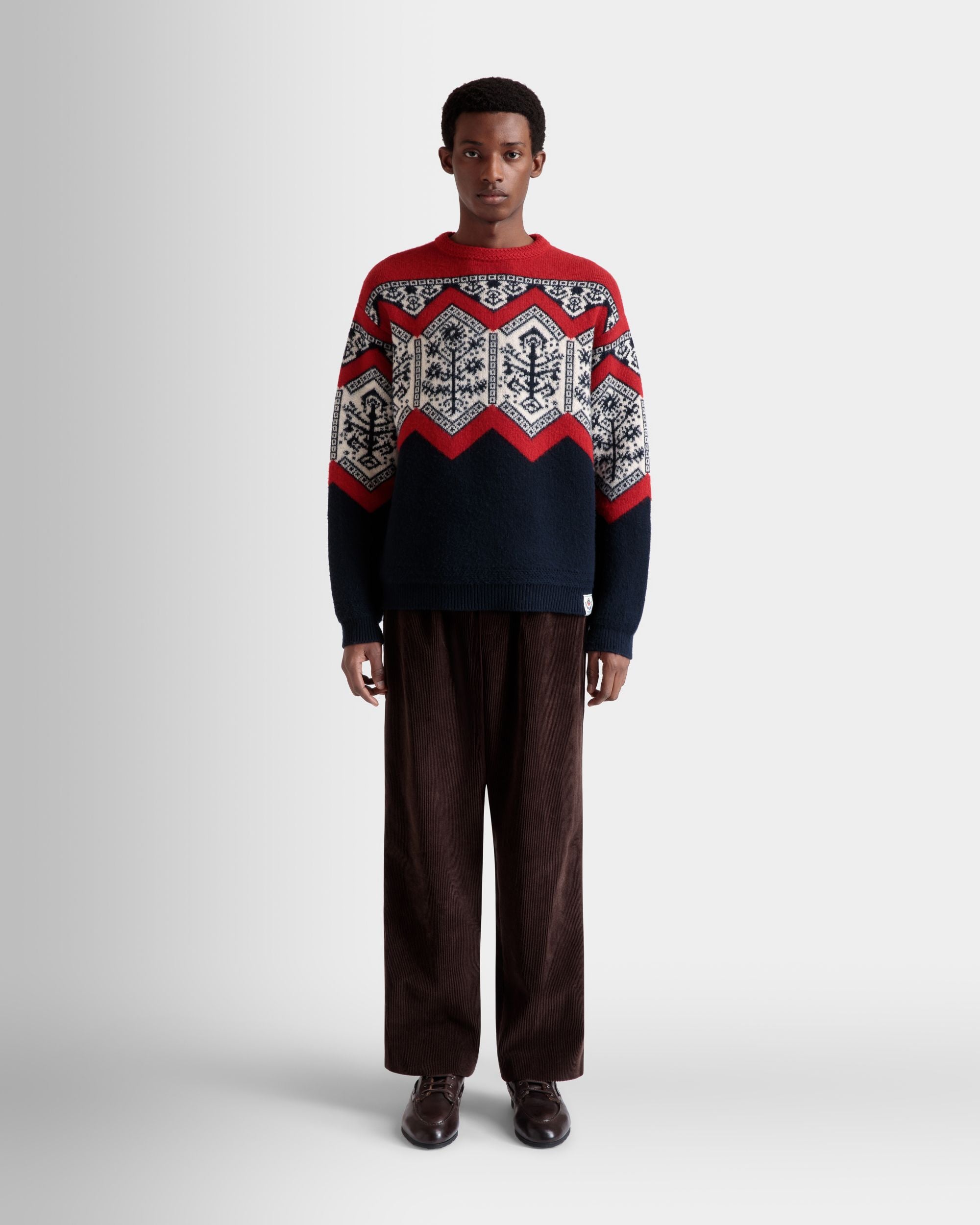 Jersey De Cuello Redondo De La Cápsula Winter De Lana Multicolor Con Heritage Flowers - Hombre - Bally - 02
