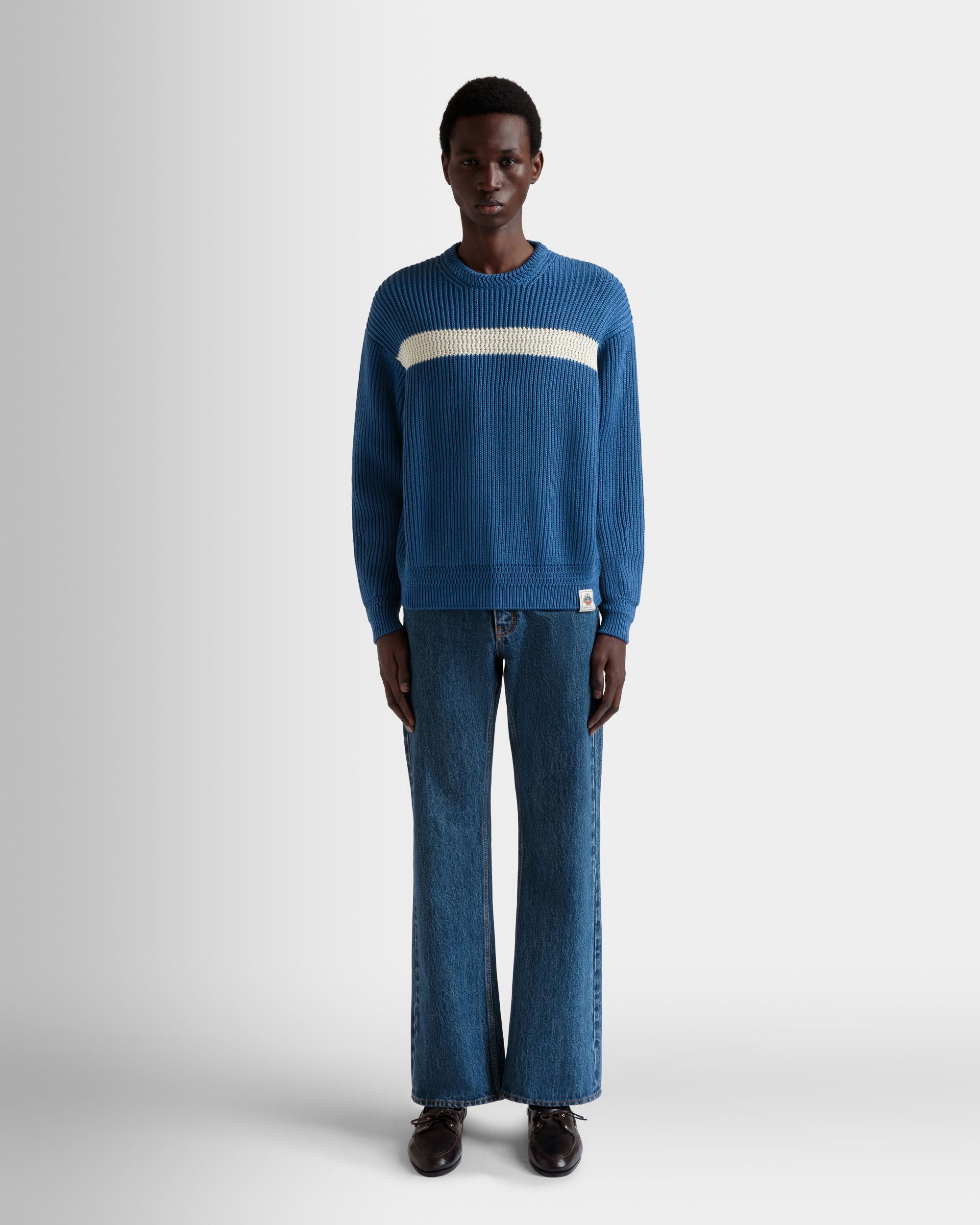 Jersey De Cuello Redondo De Algodón Medium Blue - Hombre - Bally - 02