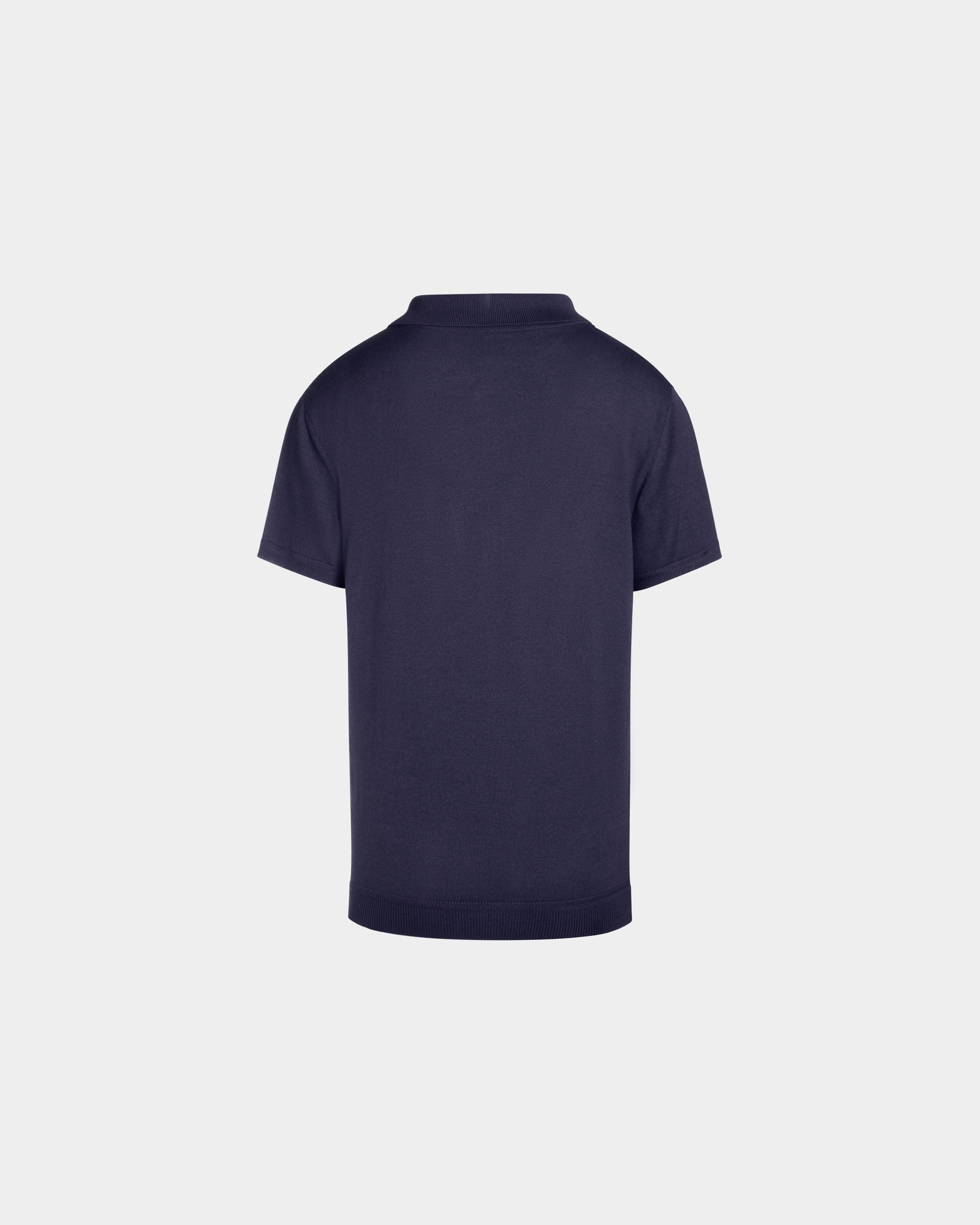 Polo De Lana Y Cachemira Navy Blue Con Escudo Bally Crest Bordado - Hombre - Bally - 03