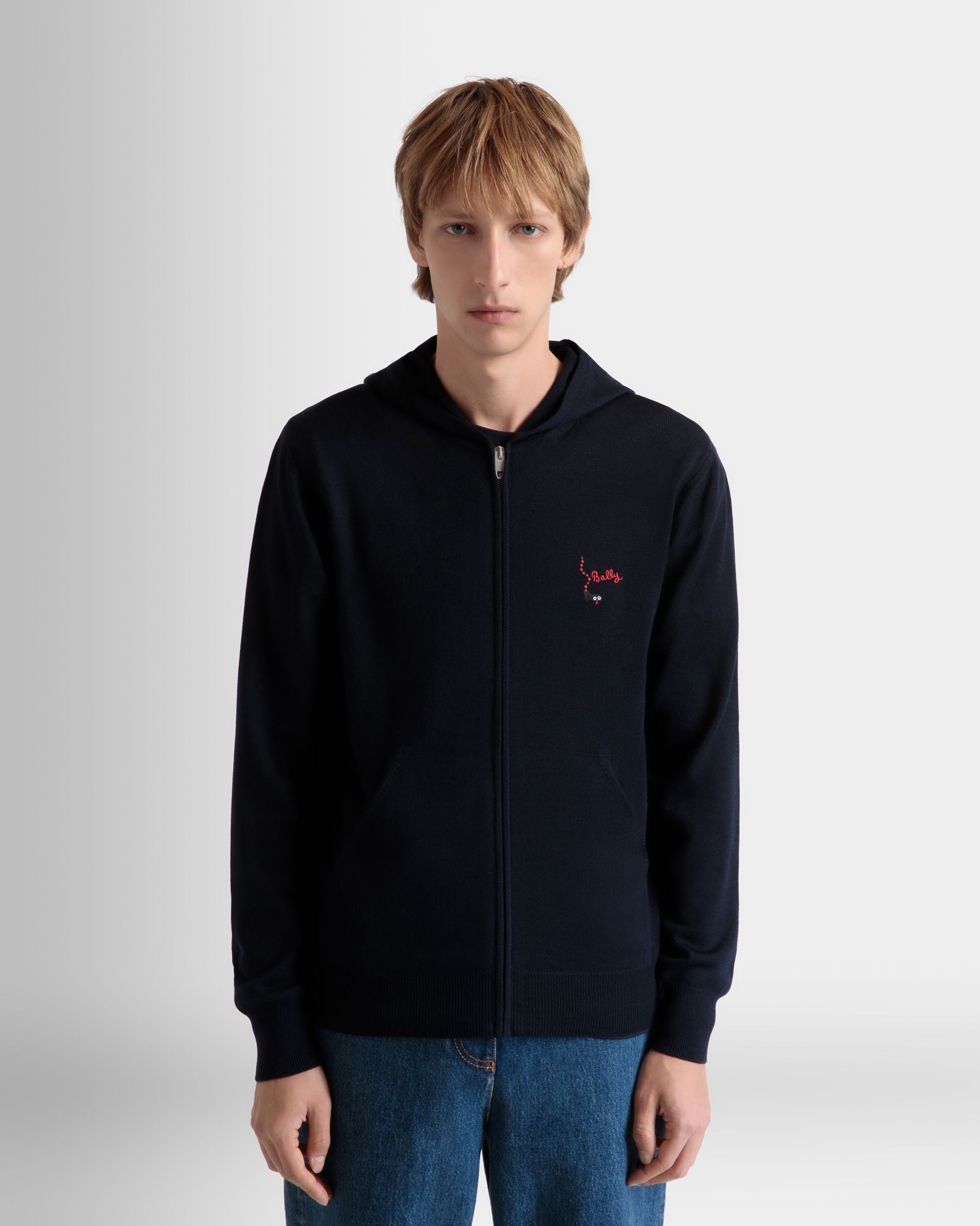 Sudadera Con Capucha De Lana Navy Blue - Hombre - Bally - 08