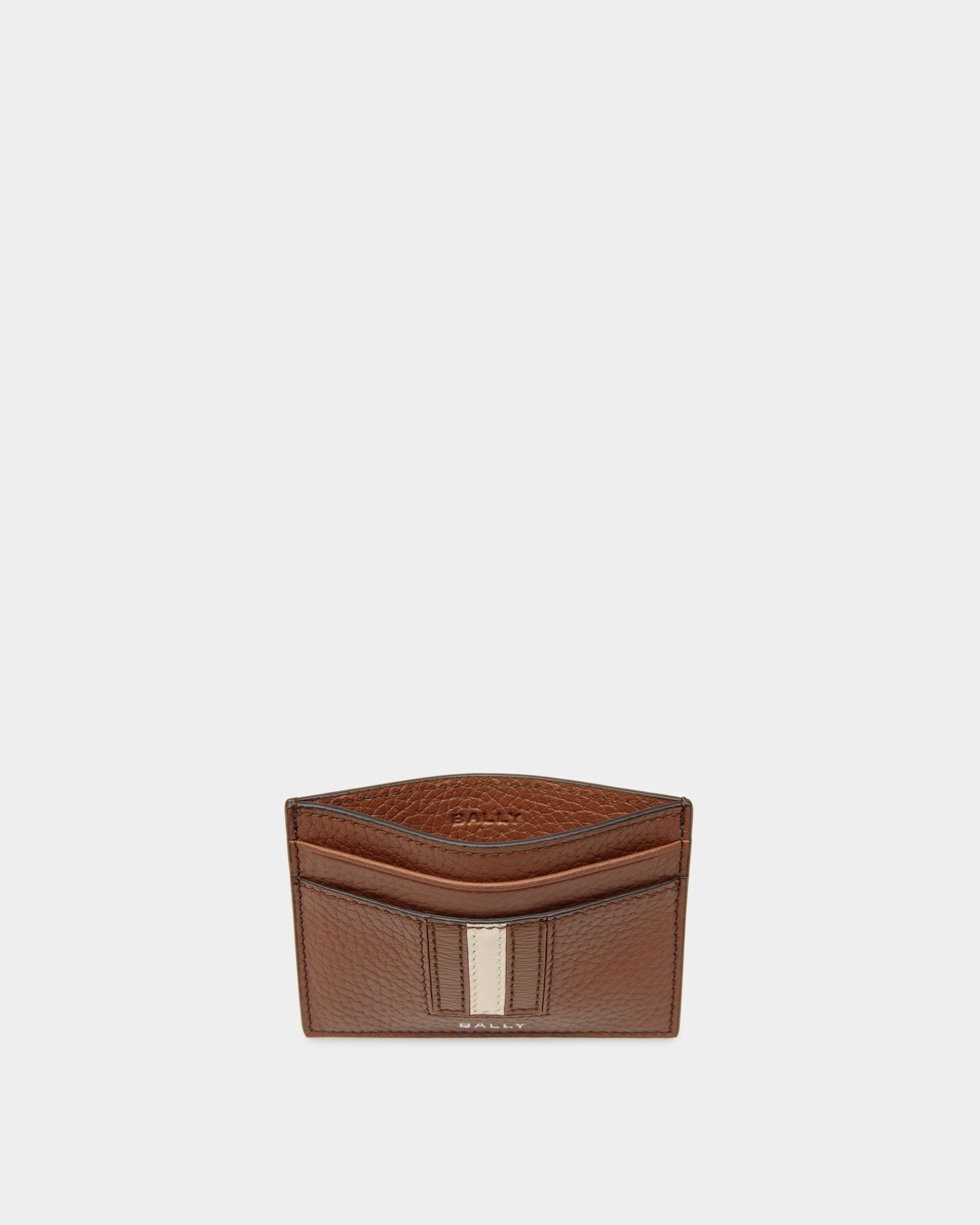 Ribbon Business Card Holder In Brown Leather - Men's - Bally - 03