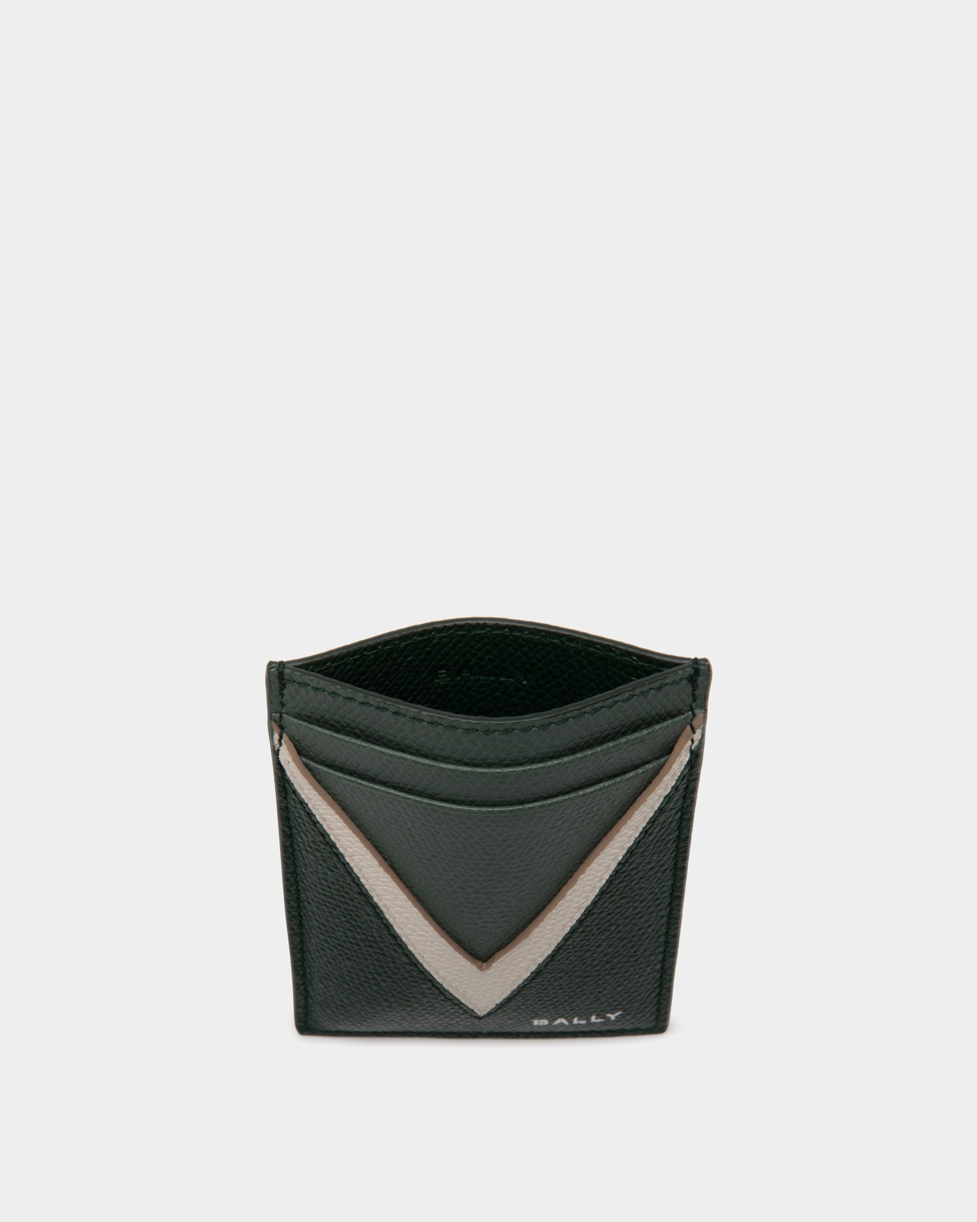 Flag Card Holder in Bottle Green Leather - Men's - Bally - 03