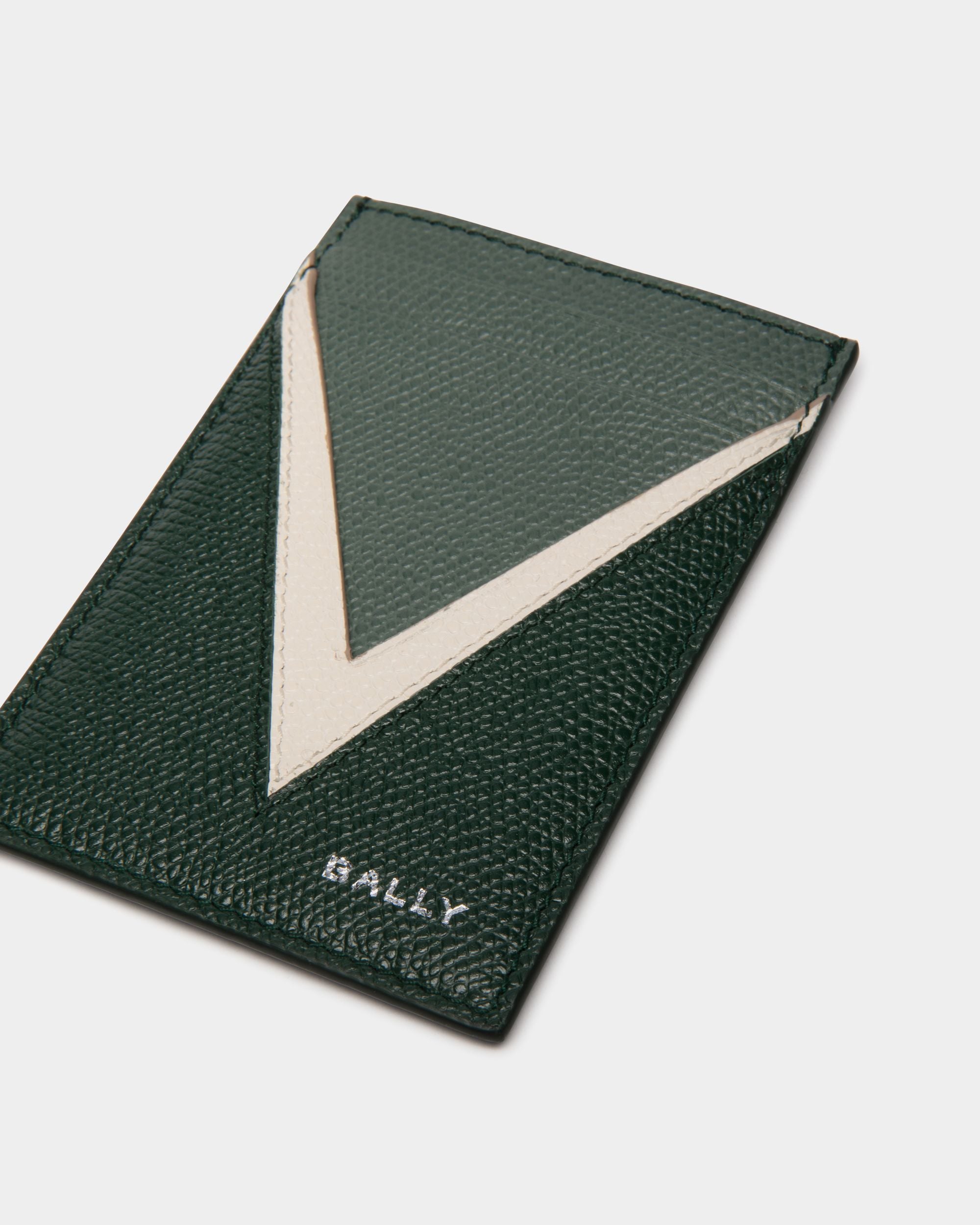 Flag Card Holder in Bottle Green Leather - Men's - Bally - 04