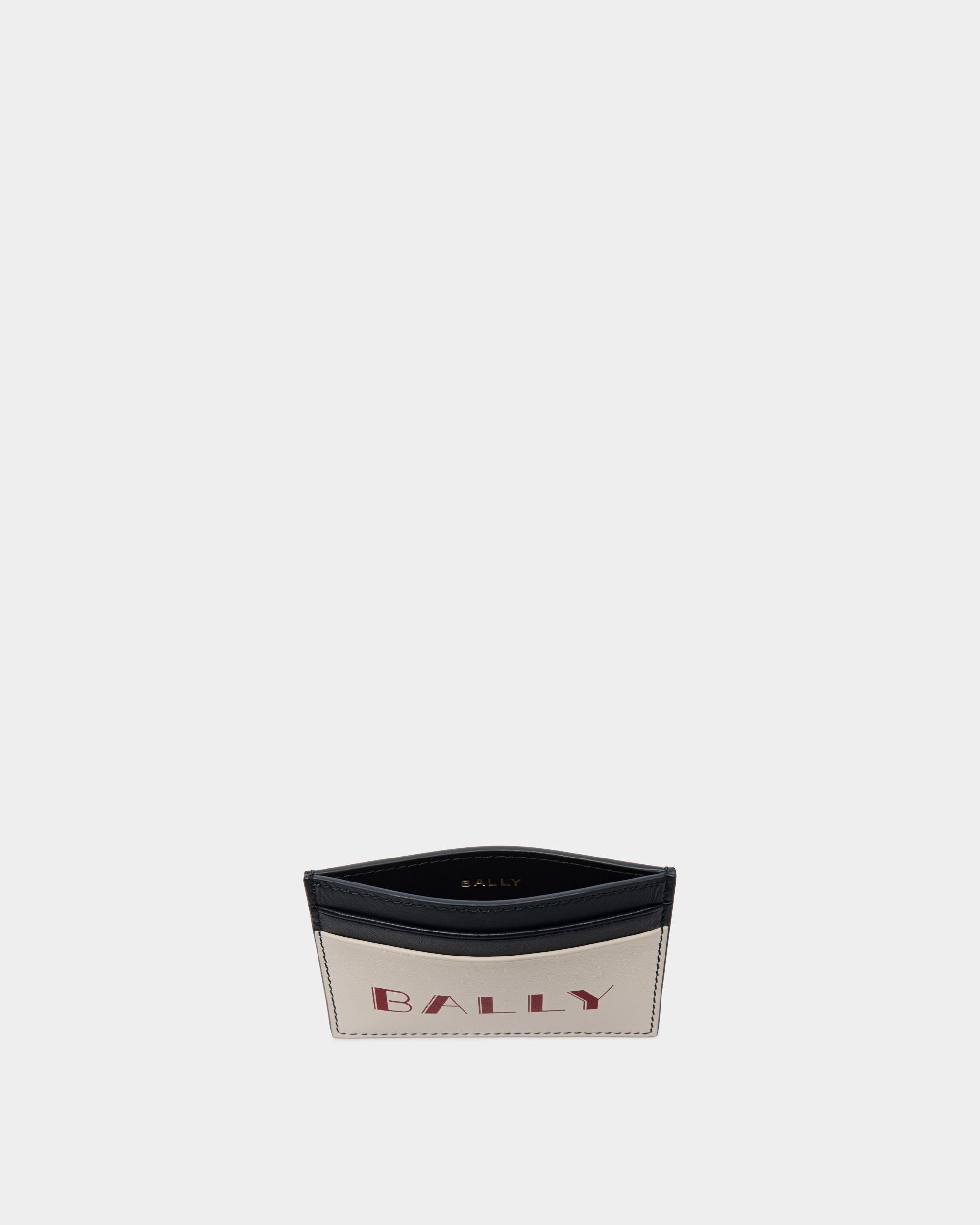 Summer Capsule Credit Card Case In White And Navy Blue Leather - Men's - Bally - 03