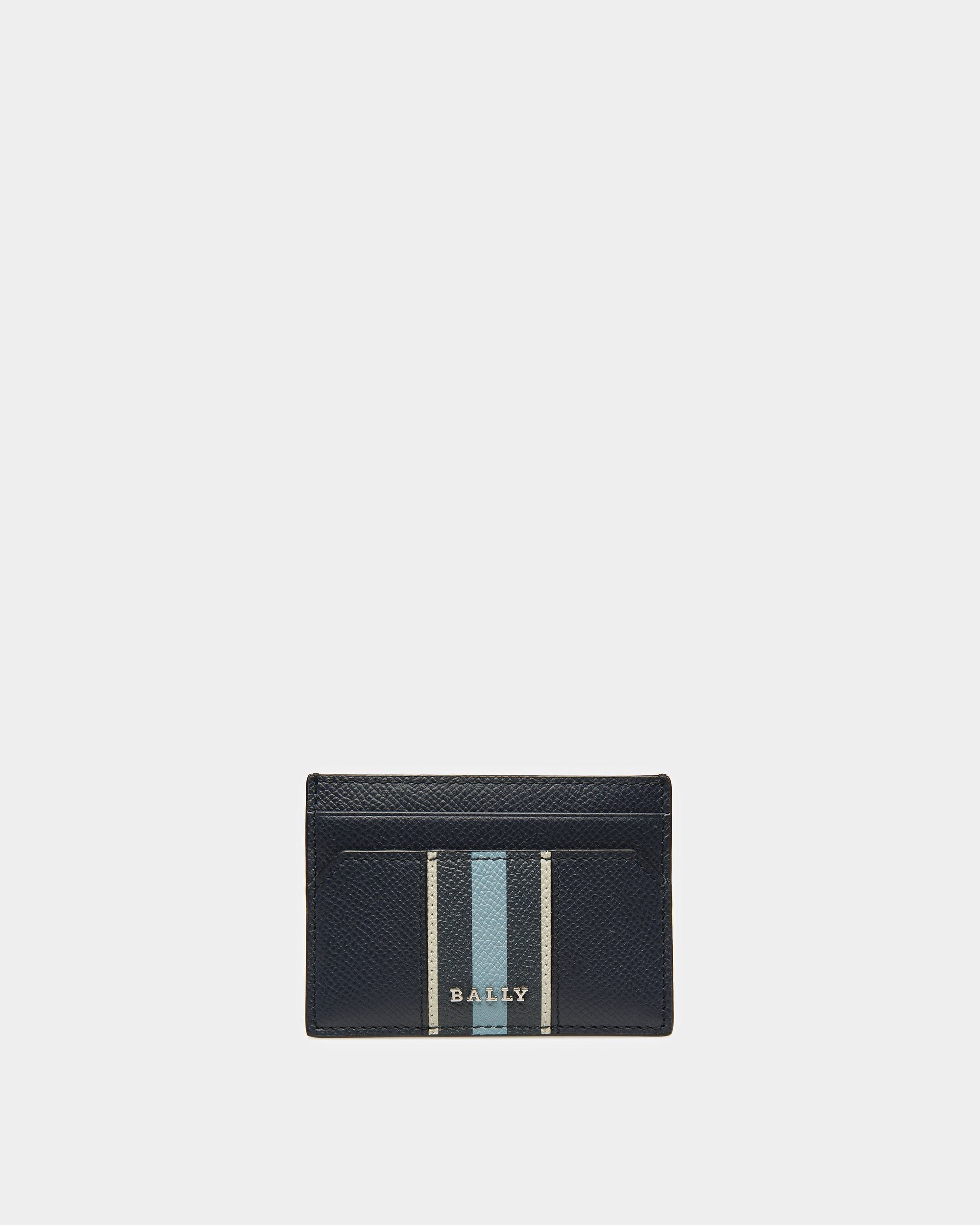 Bhar Leather Business Card Holder In Midnight Blue And Light Blue - Men's - Bally - 01