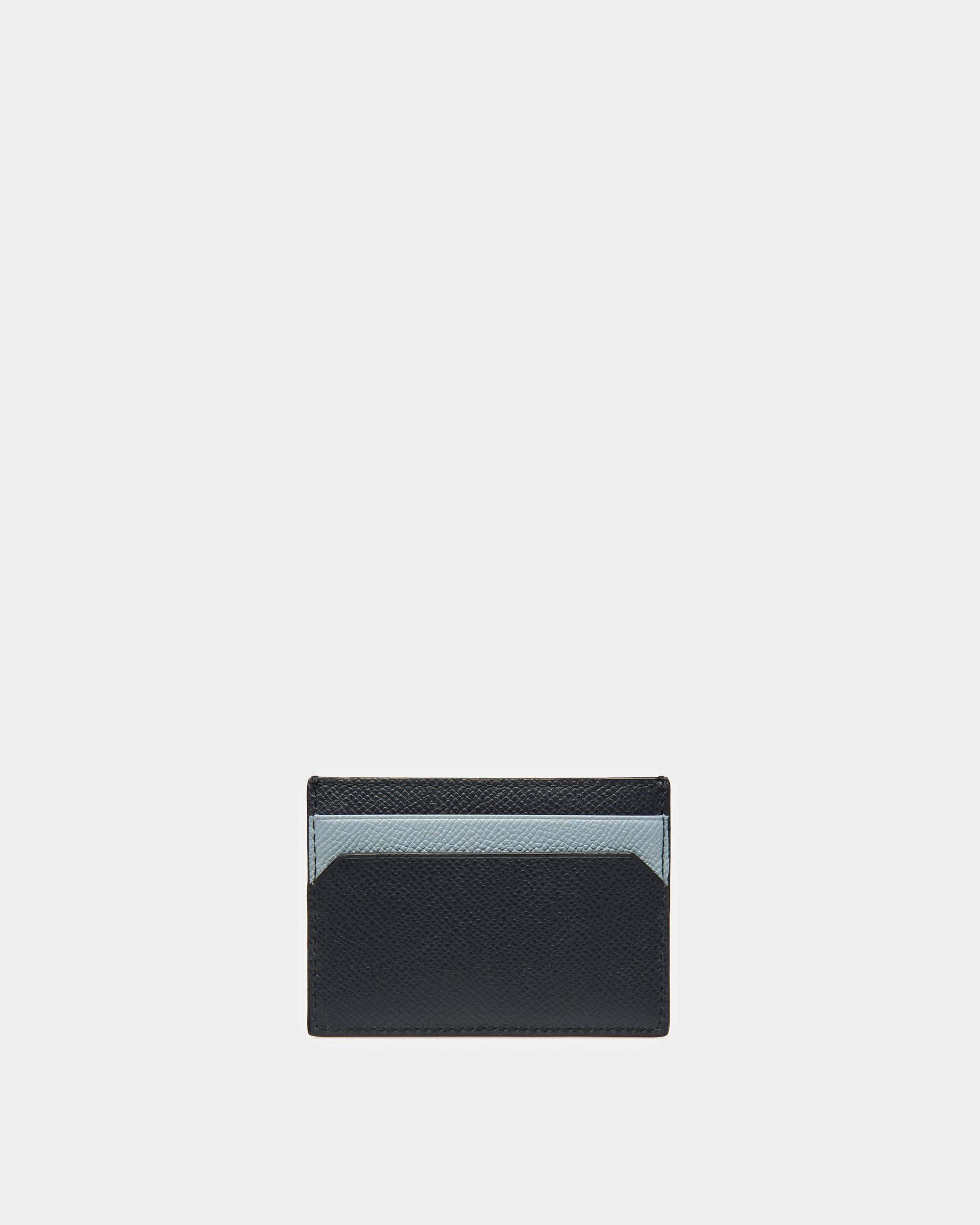 Bhar Leather Business Card Holder In Midnight Blue And Light Blue - Men's - Bally - 02