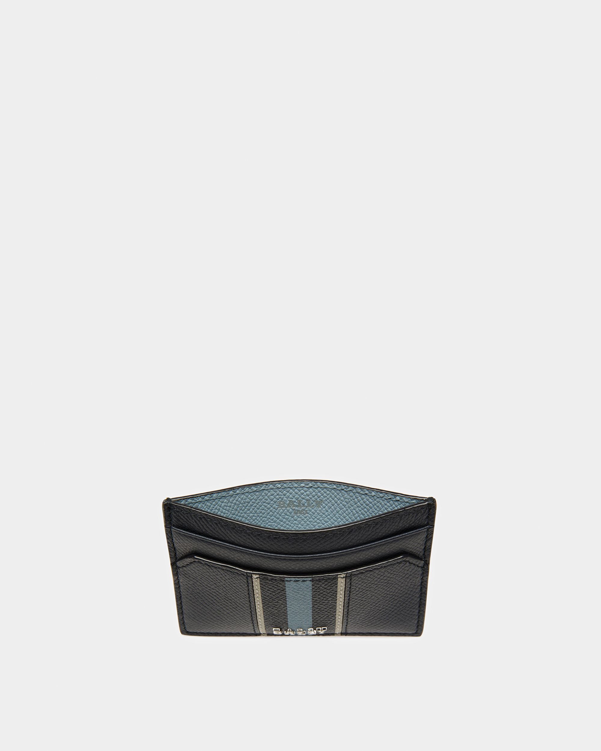 Bhar Leather Business Card Holder In Midnight Blue And Light Blue - Men's - Bally - 03