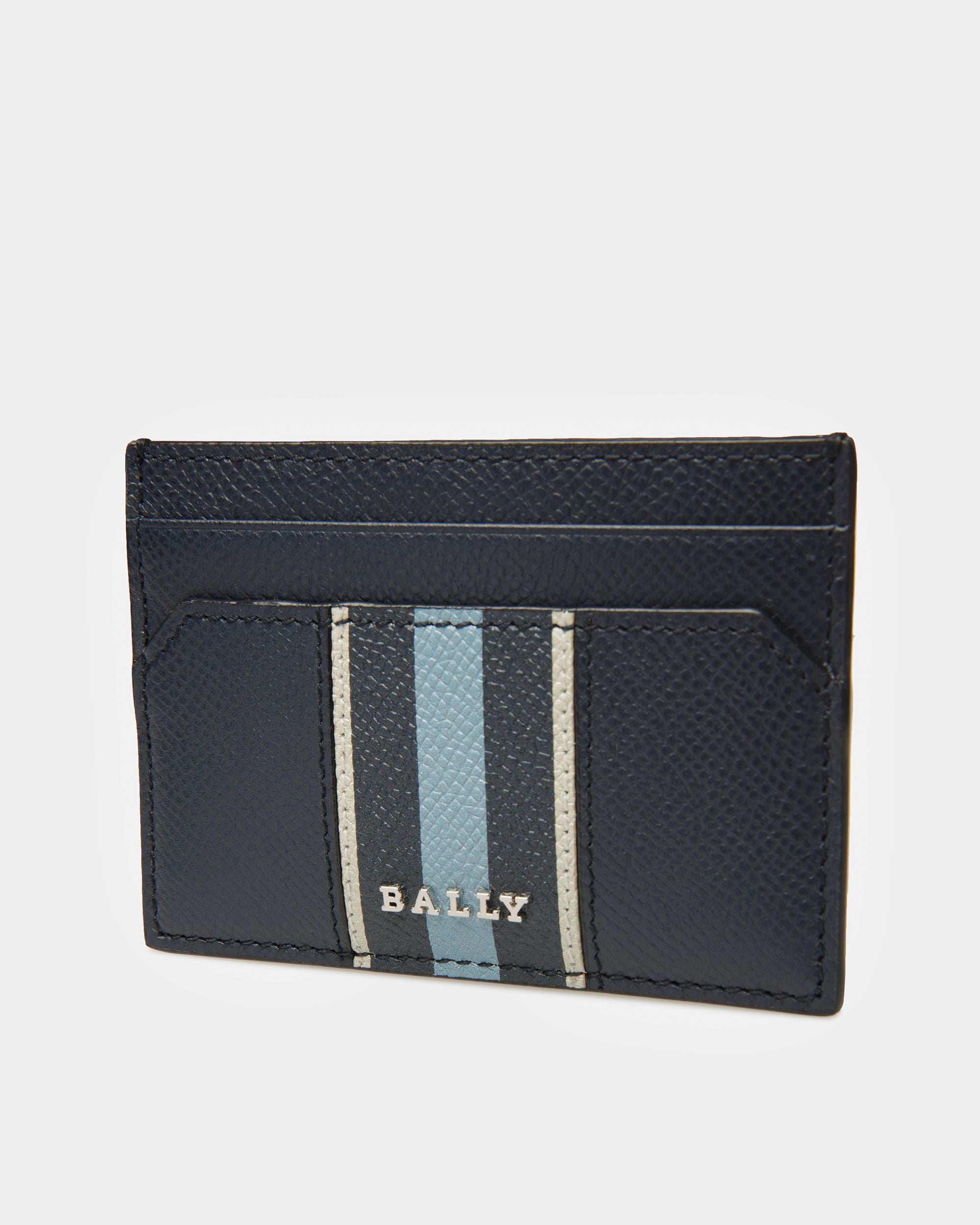 Bhar Leather Business Card Holder In Midnight Blue And Light Blue - Men's - Bally - 04