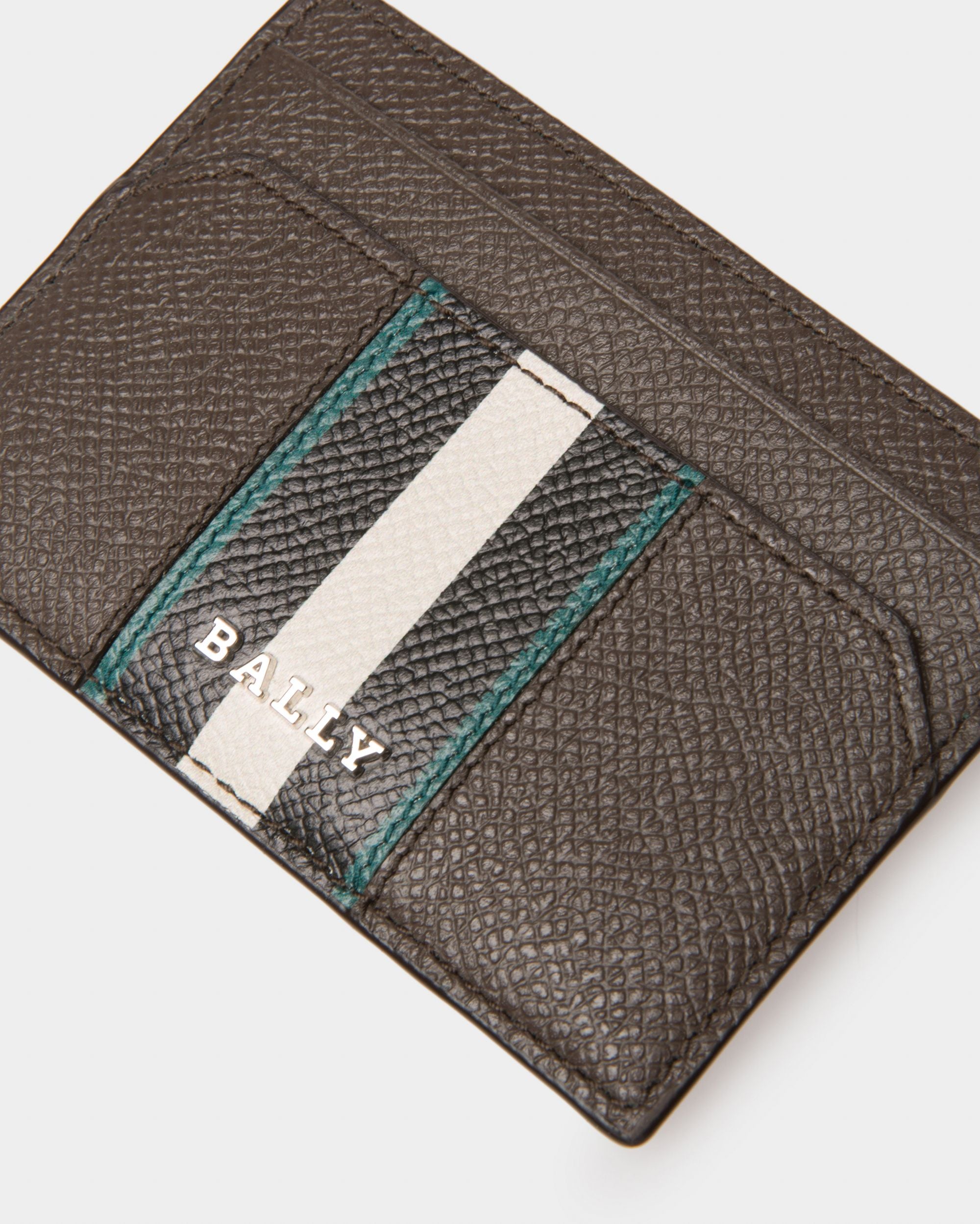 Bhar Leather Card Holder In Army Green - Men's - Bally - 04