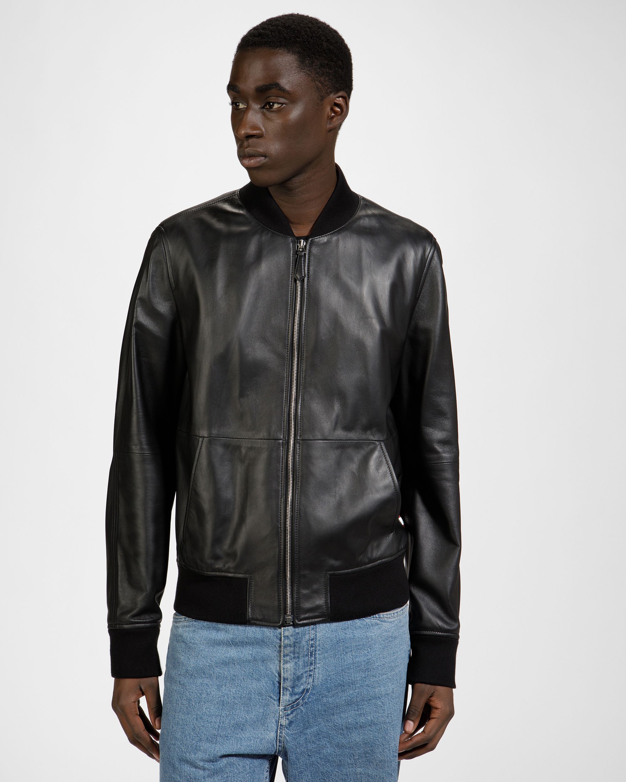 Leather Bomber Jacket In Black - Men's - Bally - 02