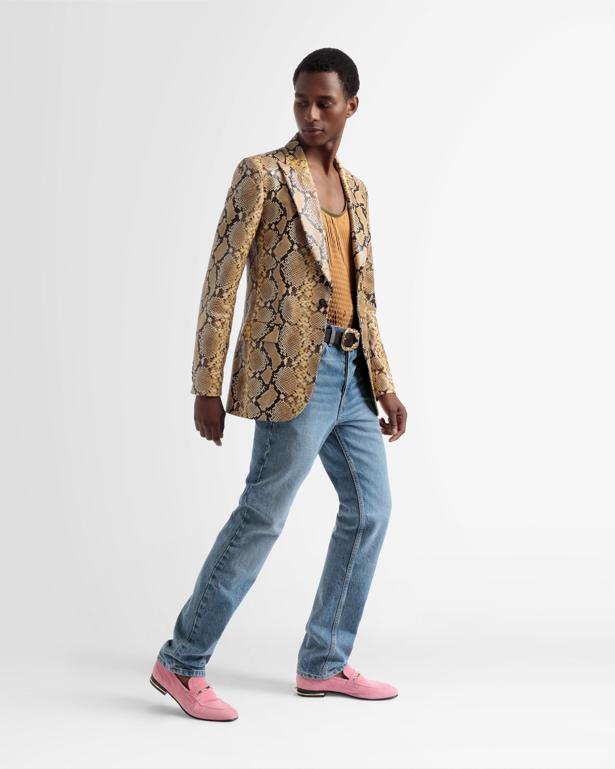 Single Breasted Blazer In Gold Leather - Men's - Bally - 04