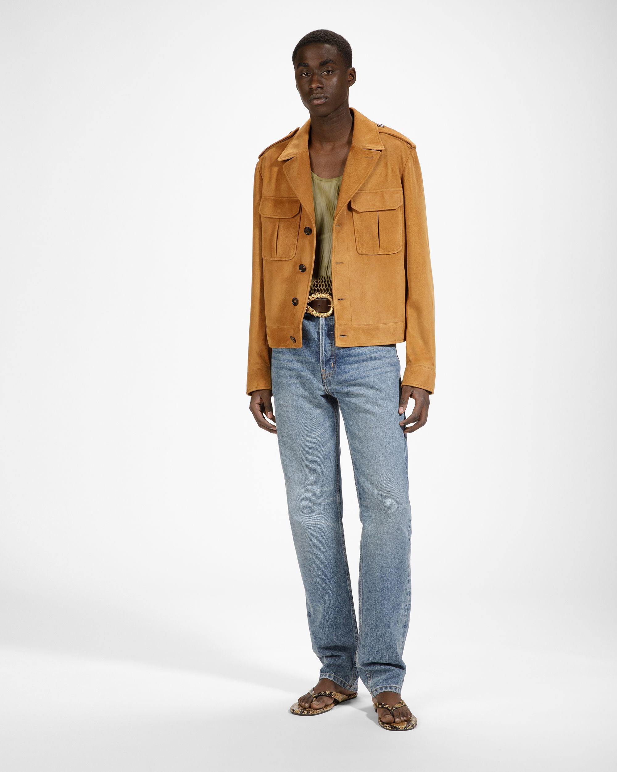 Leather Blouson Bomber Jacket In Desert - Men's - Bally - 02