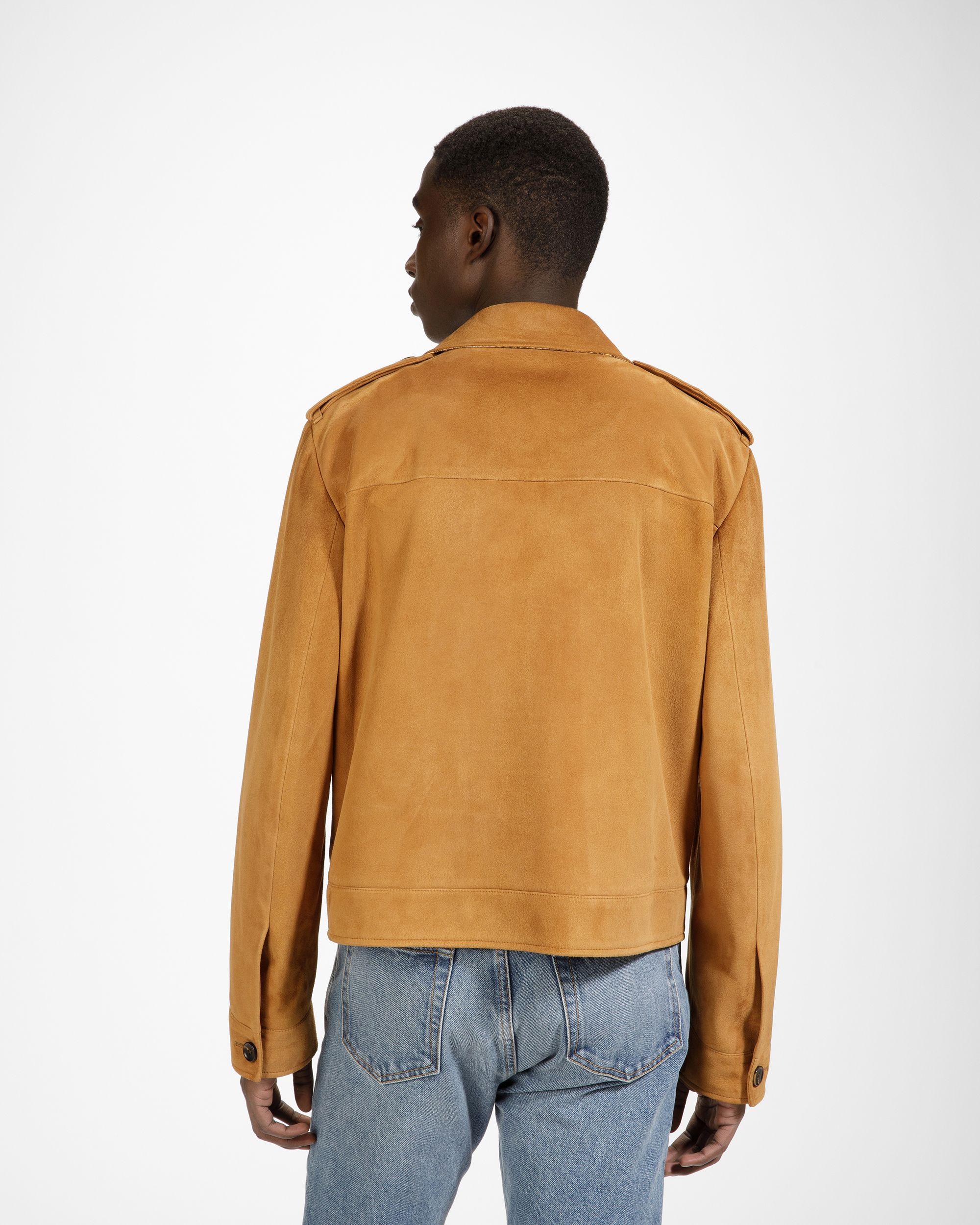 Leather Blouson Bomber Jacket In Desert - Men's - Bally - 05