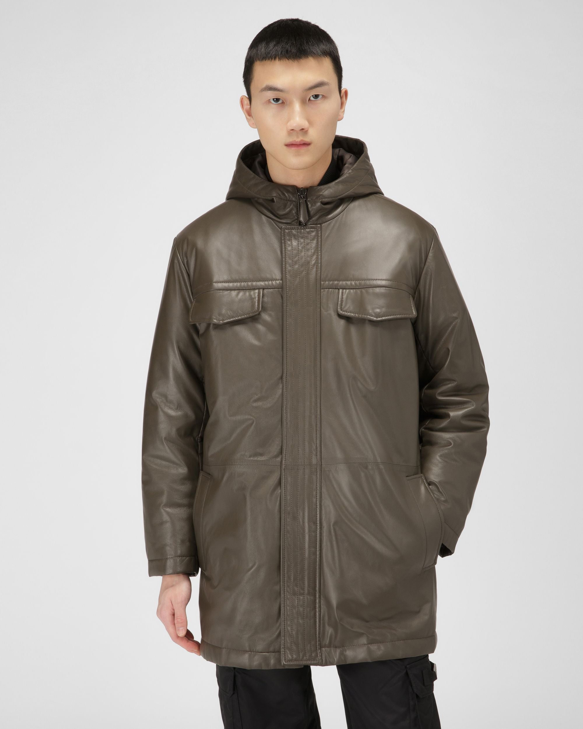 Padded Leather Parka Abrigo De Piel De Color Marrón - Hombre - Bally - 01