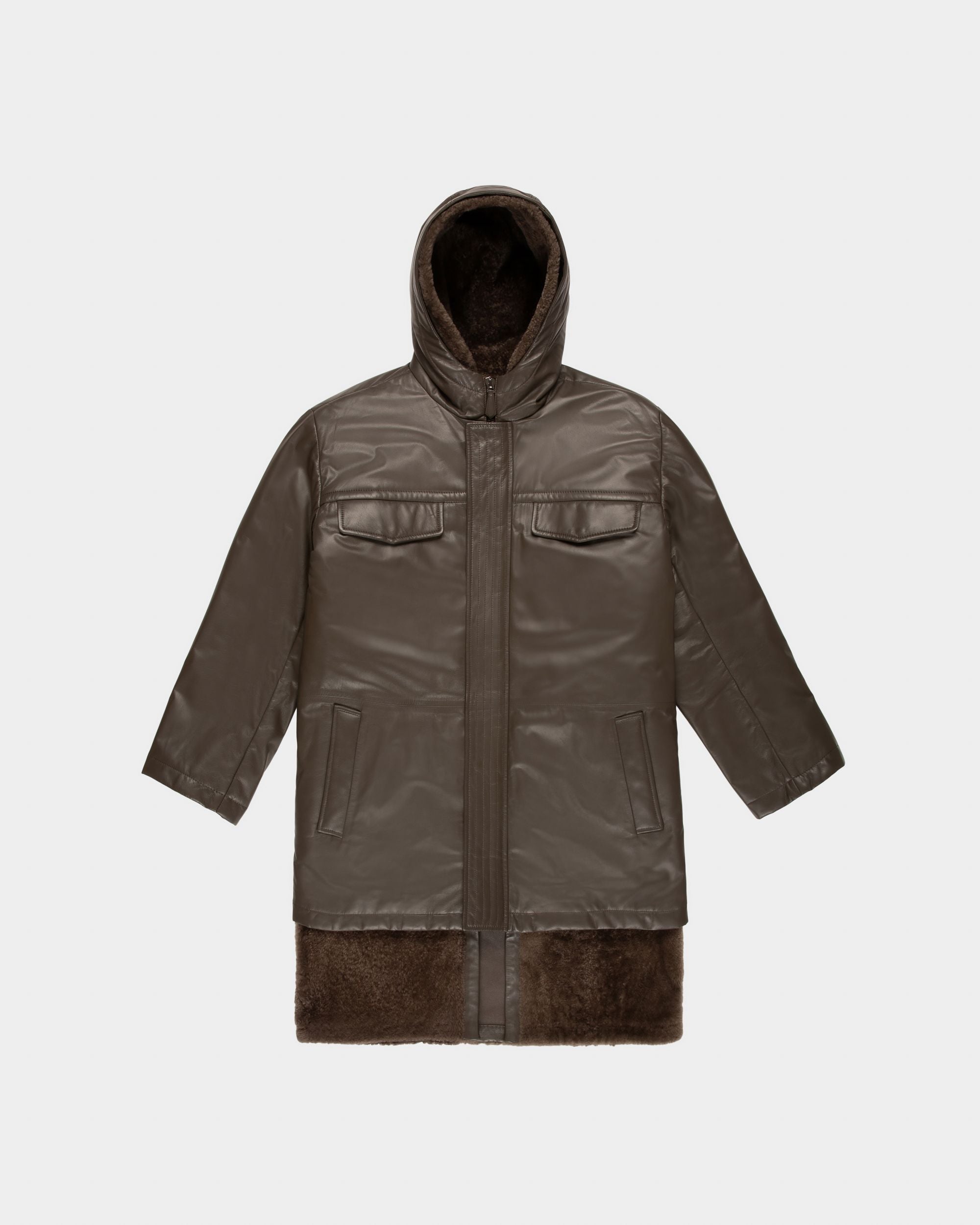 Padded Leather Parka Abrigo De Piel De Color Marrón - Hombre - Bally - 04