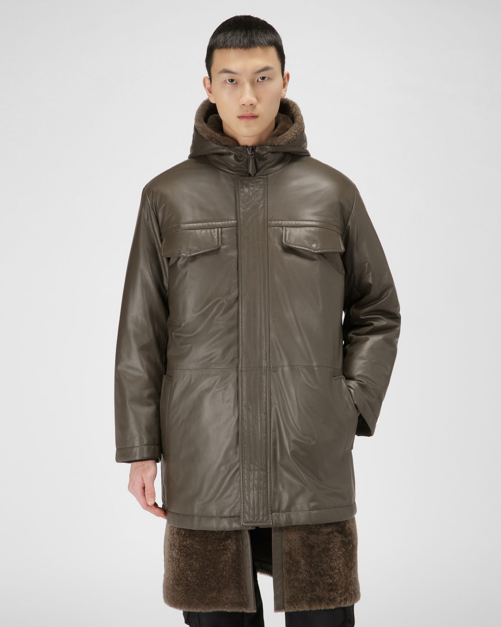 Padded Leather Parka Abrigo De Piel De Color Marrón - Hombre - Bally - 05