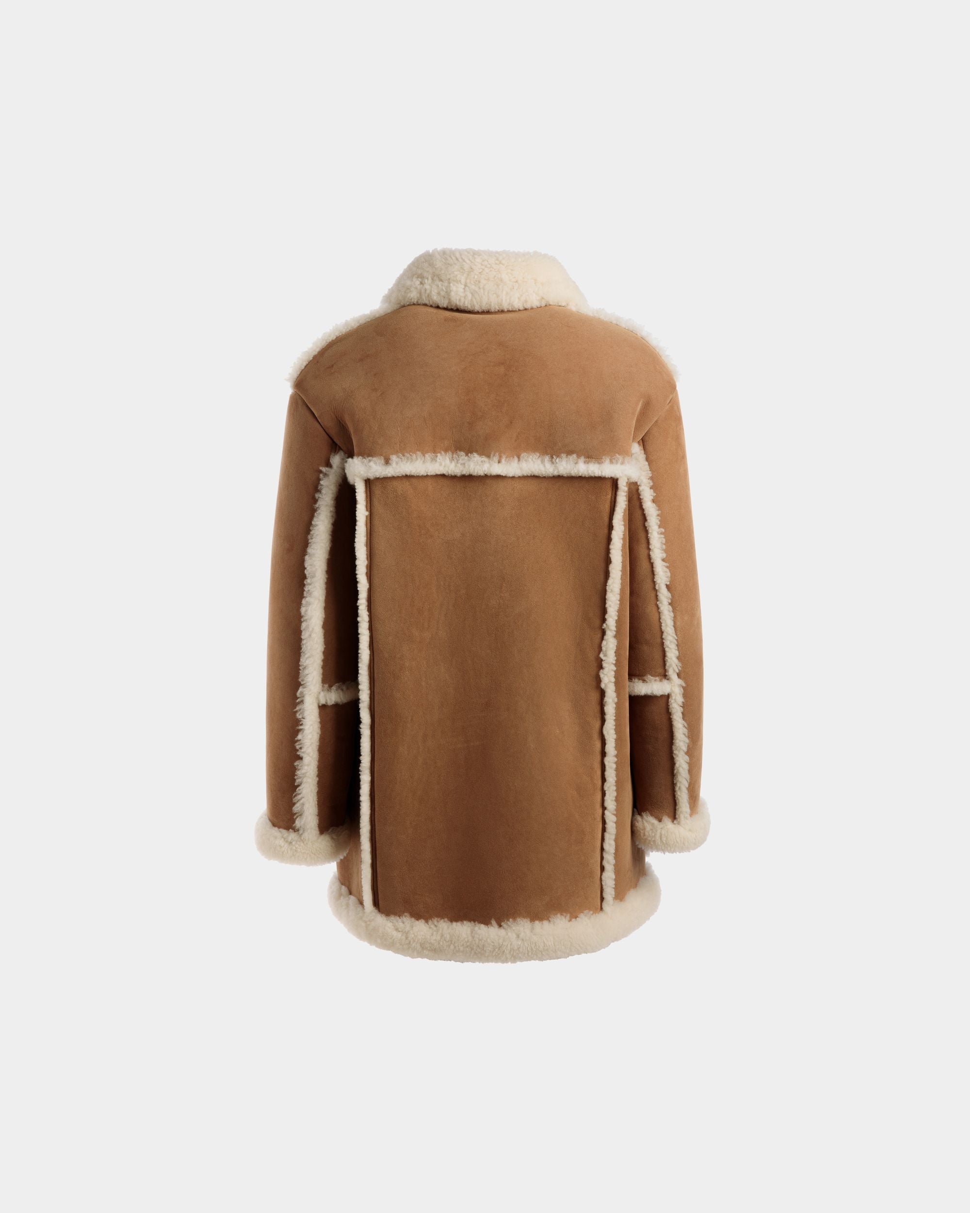 Aviator Coat In Brown Leather and Merino - Men's - Bally - 07