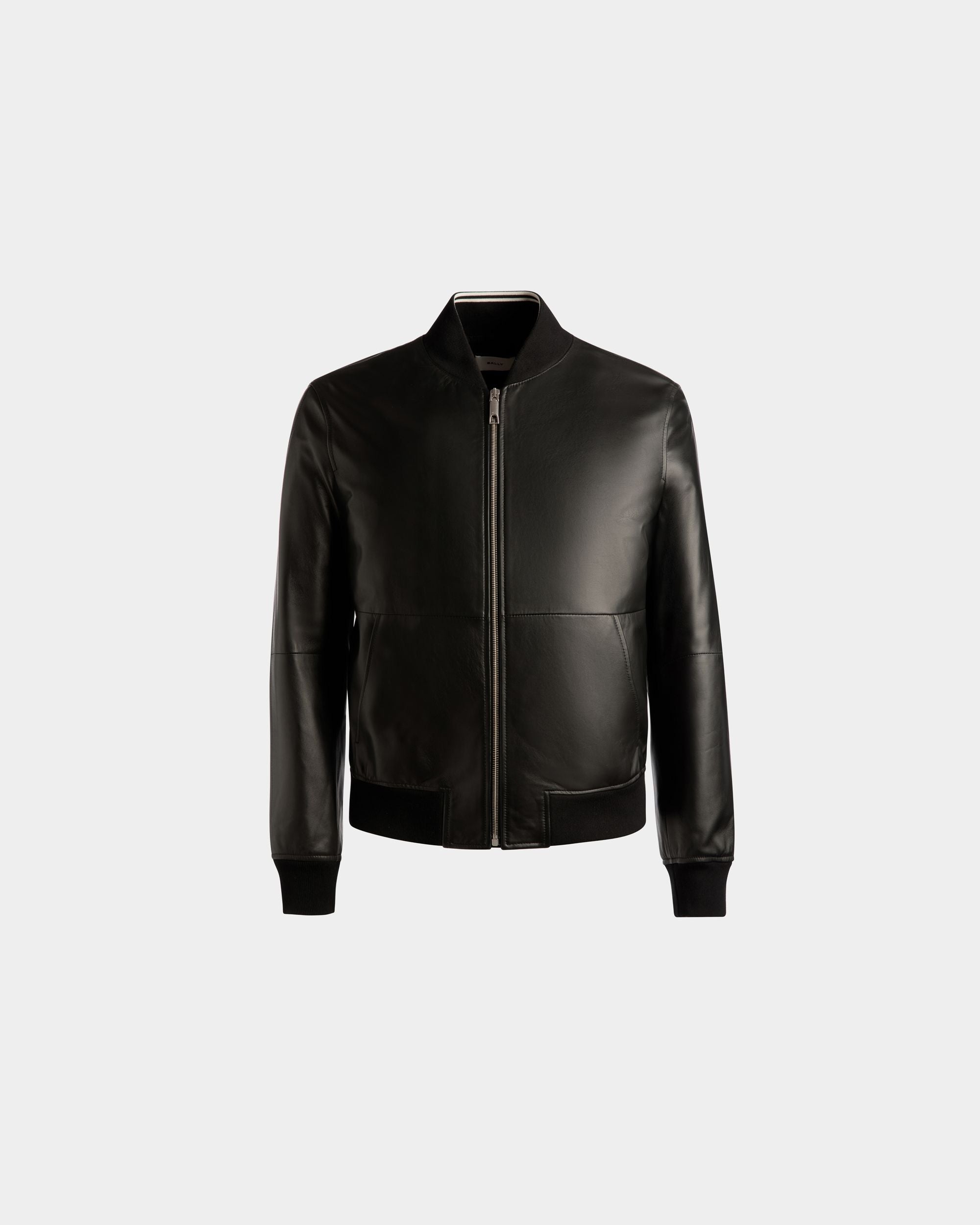 Bomber Jacket In Black Leather - Men's - Bally - 01