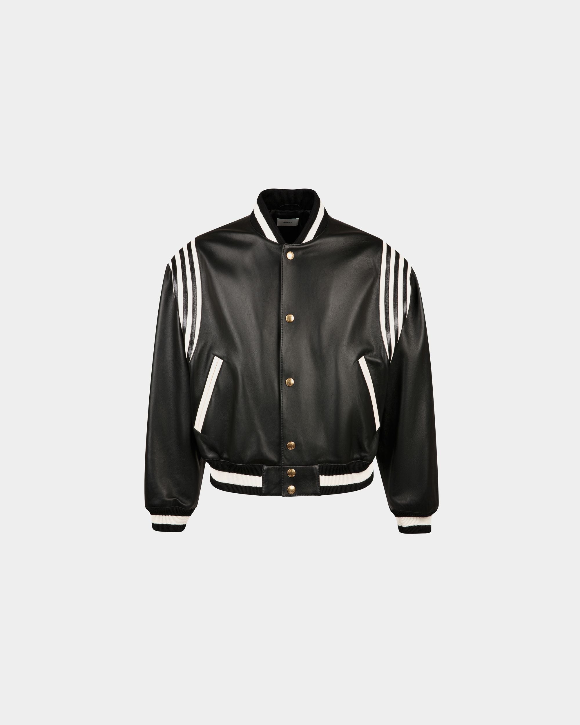 Bomber Jacket in Black Leather - Men's - Bally - 01