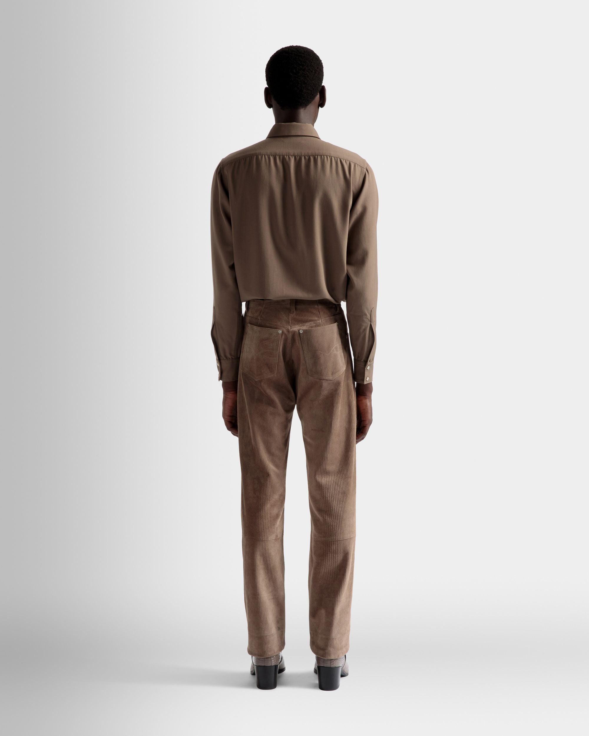 Pantalones Rectos De Piel Color Sepia - Hombre - Bally - 06