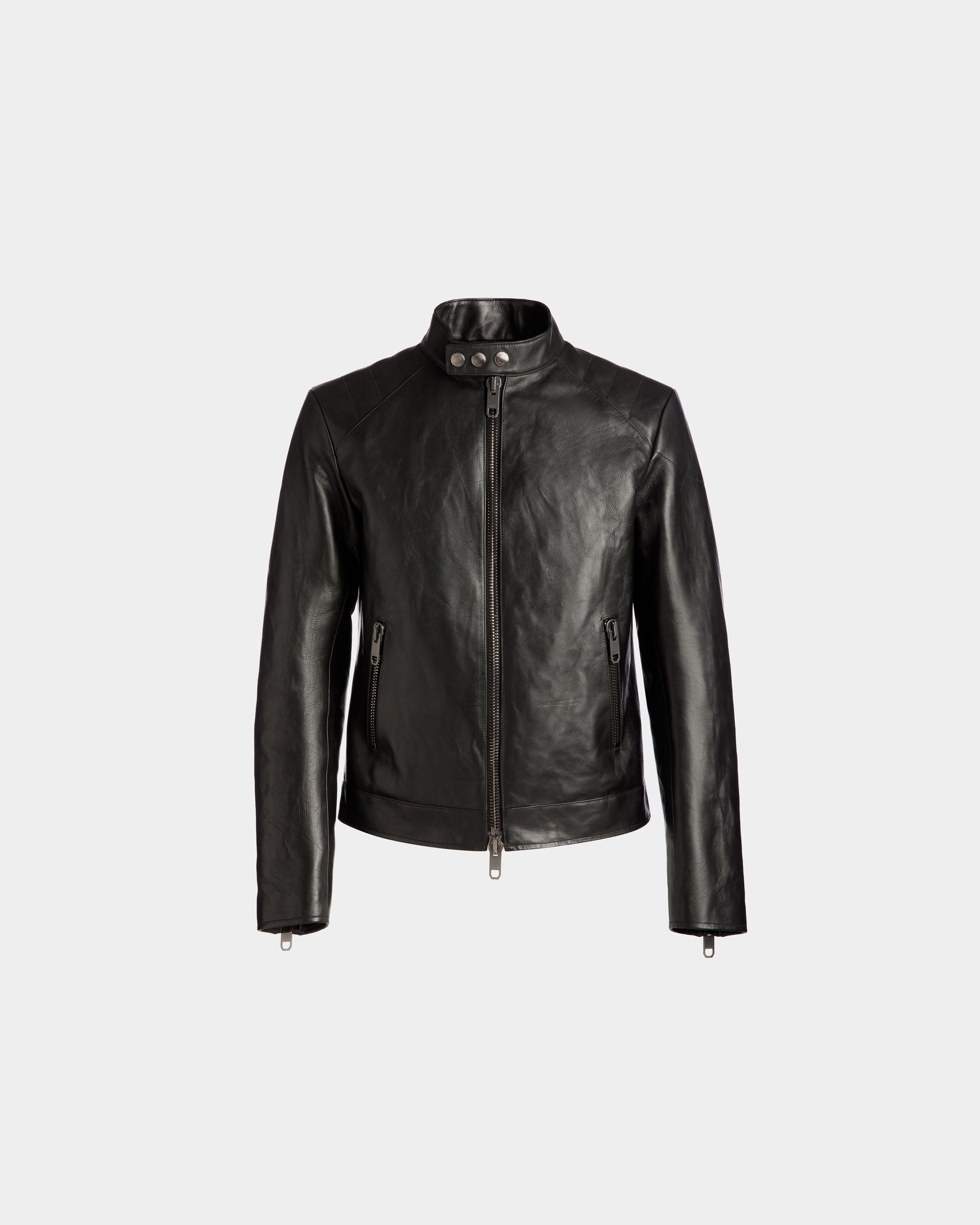 Adrien Brody Travel Collection Biker Jacket In Black Leather - Men's - Bally - 01